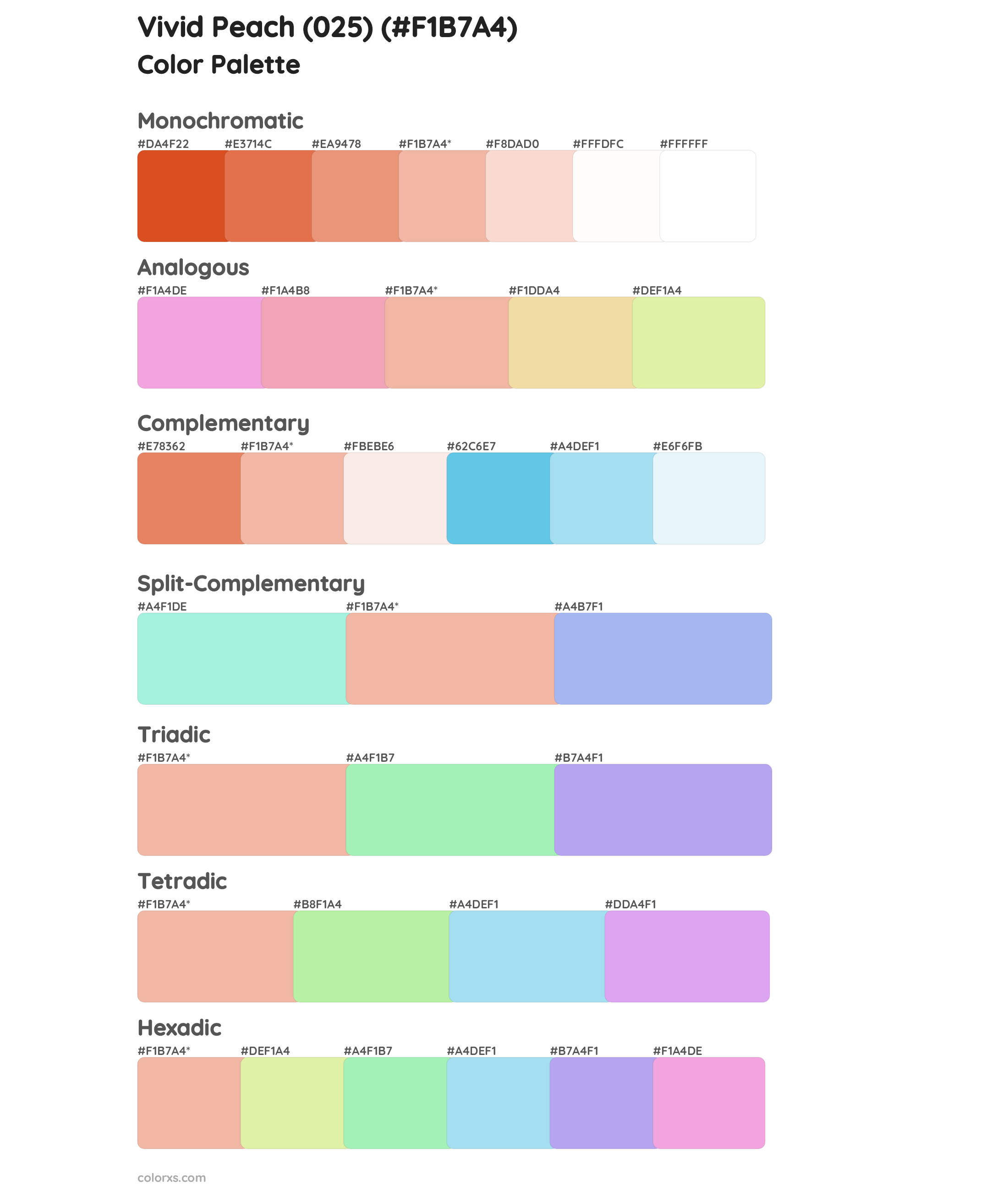 Vivid Peach (025) Color Scheme Palettes