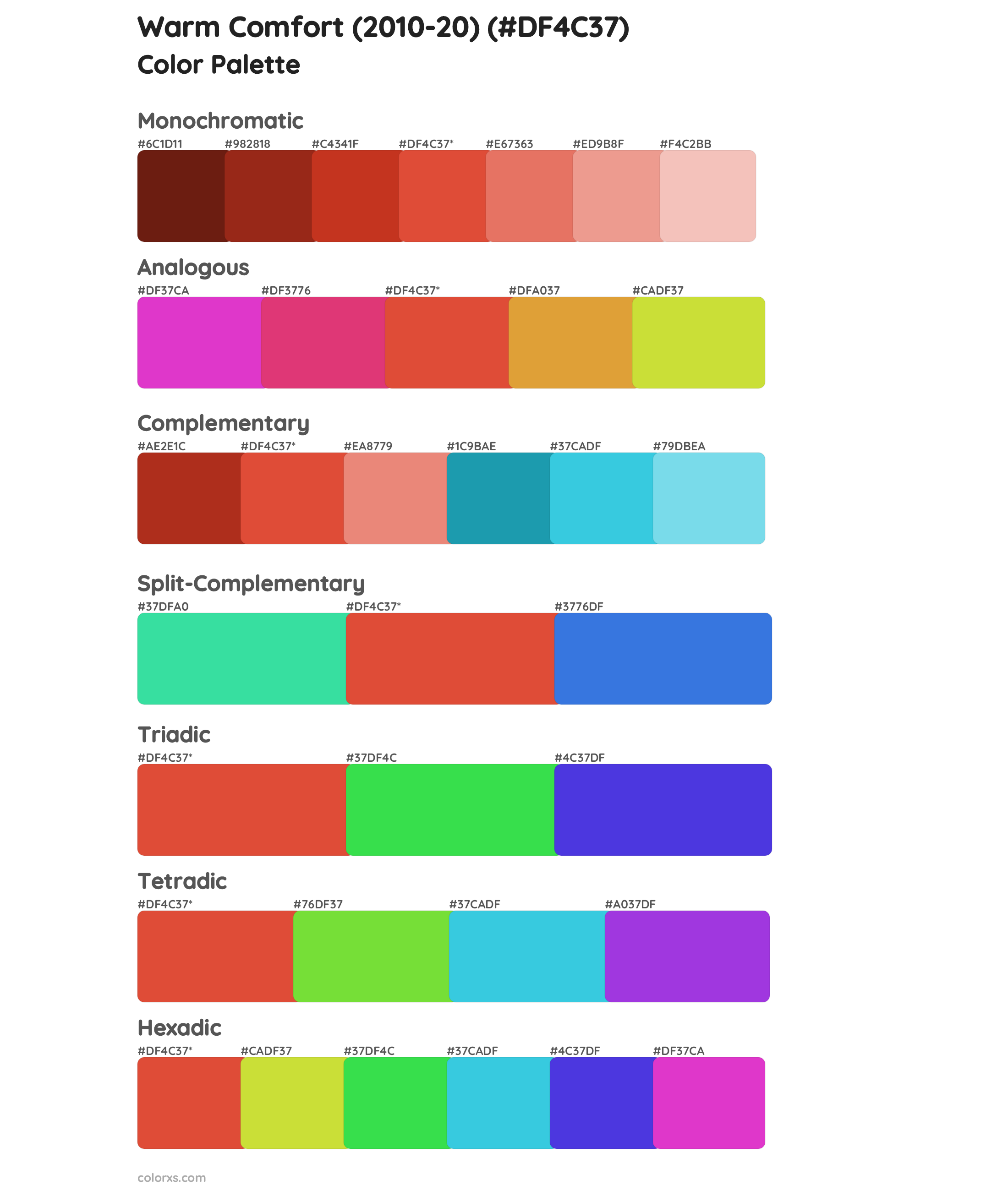 Warm Comfort (2010-20) Color Scheme Palettes