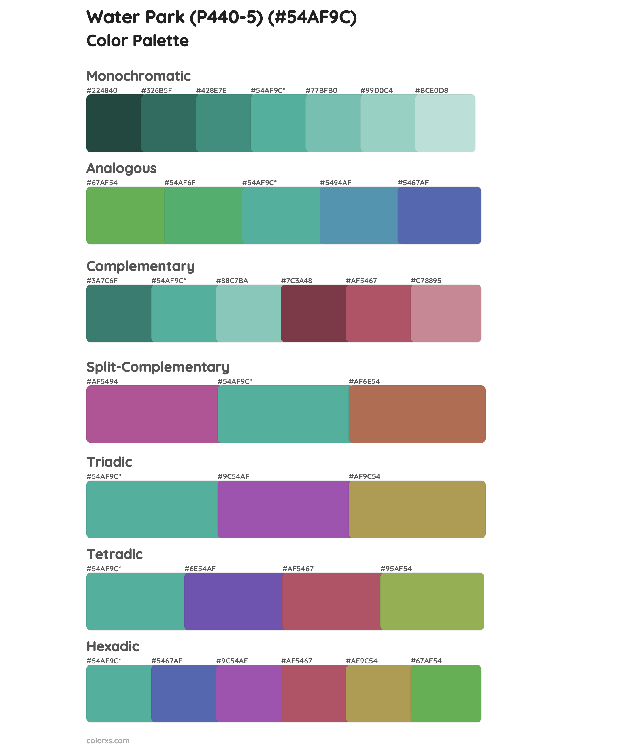 Water Park (P440-5) Color Scheme Palettes