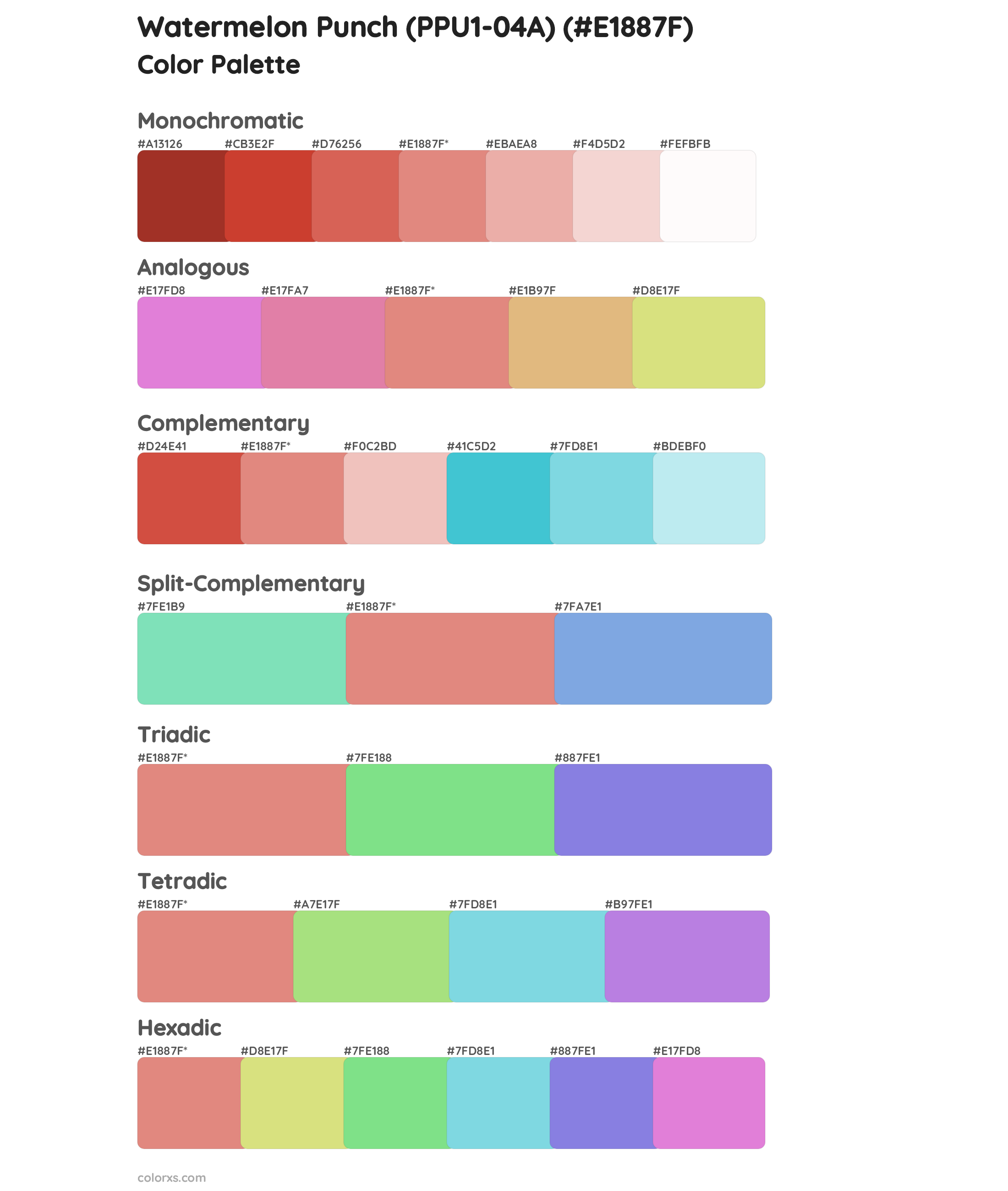 Watermelon Punch (PPU1-04A) Color Scheme Palettes