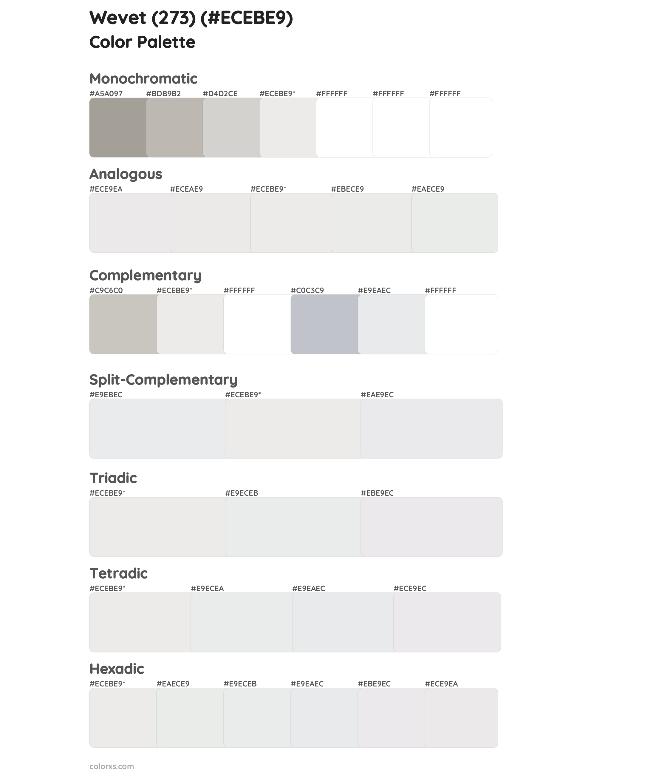 Wevet (273) Color Scheme Palettes