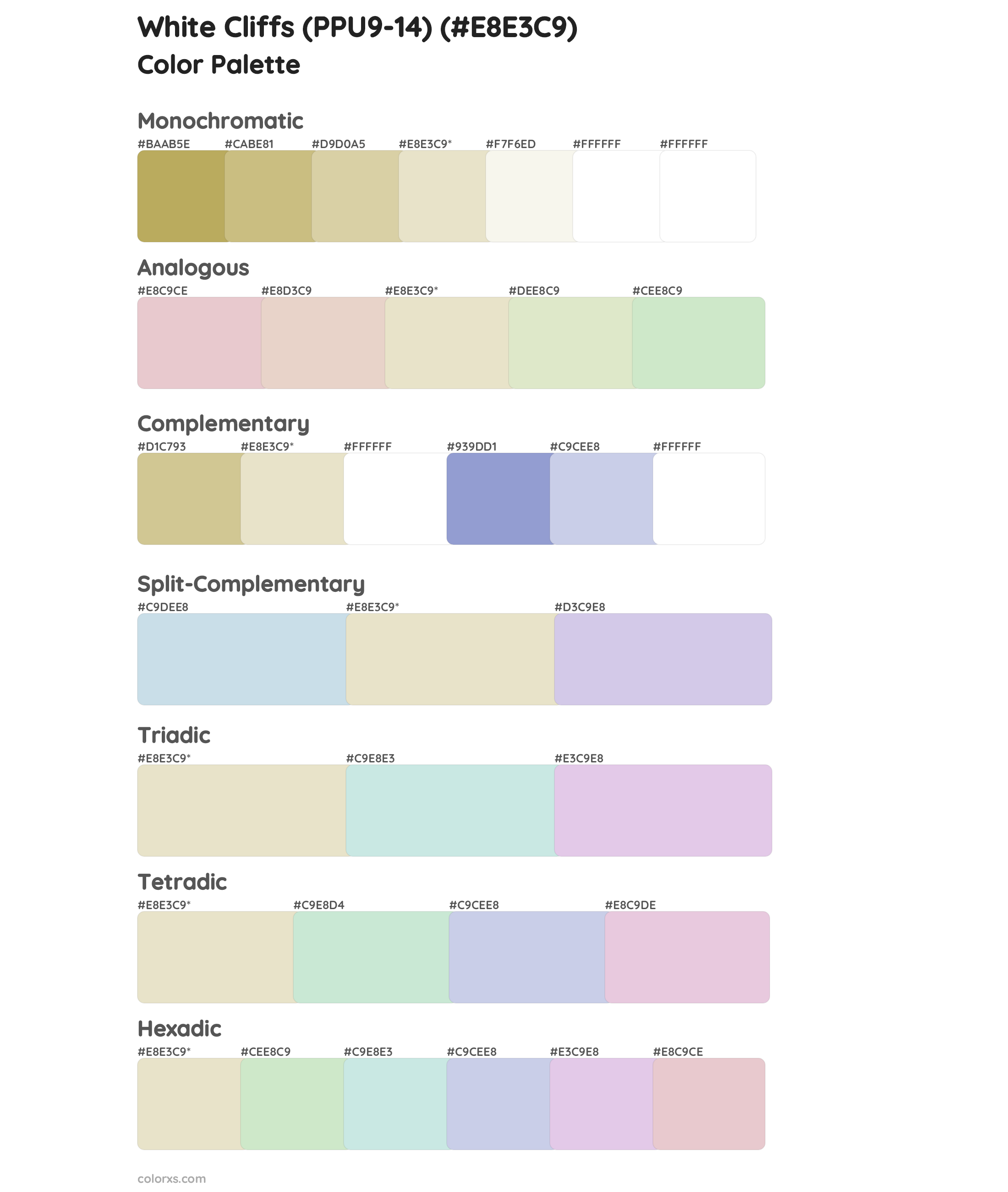 White Cliffs (PPU9-14) Color Scheme Palettes