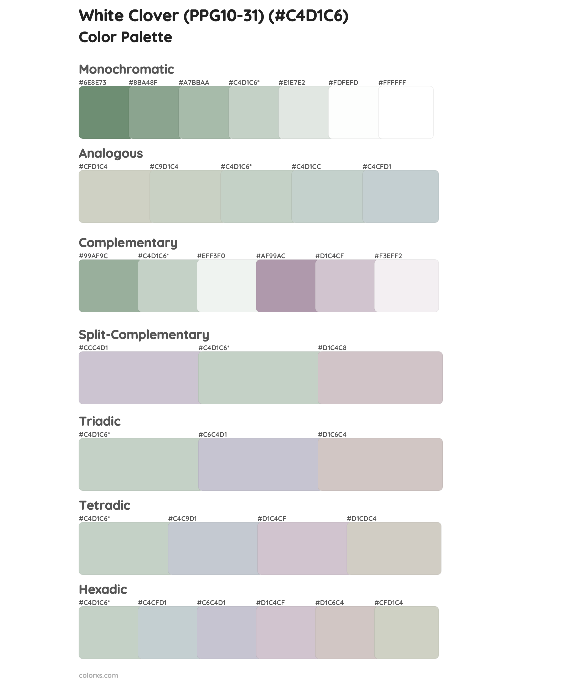 White Clover (PPG10-31) Color Scheme Palettes