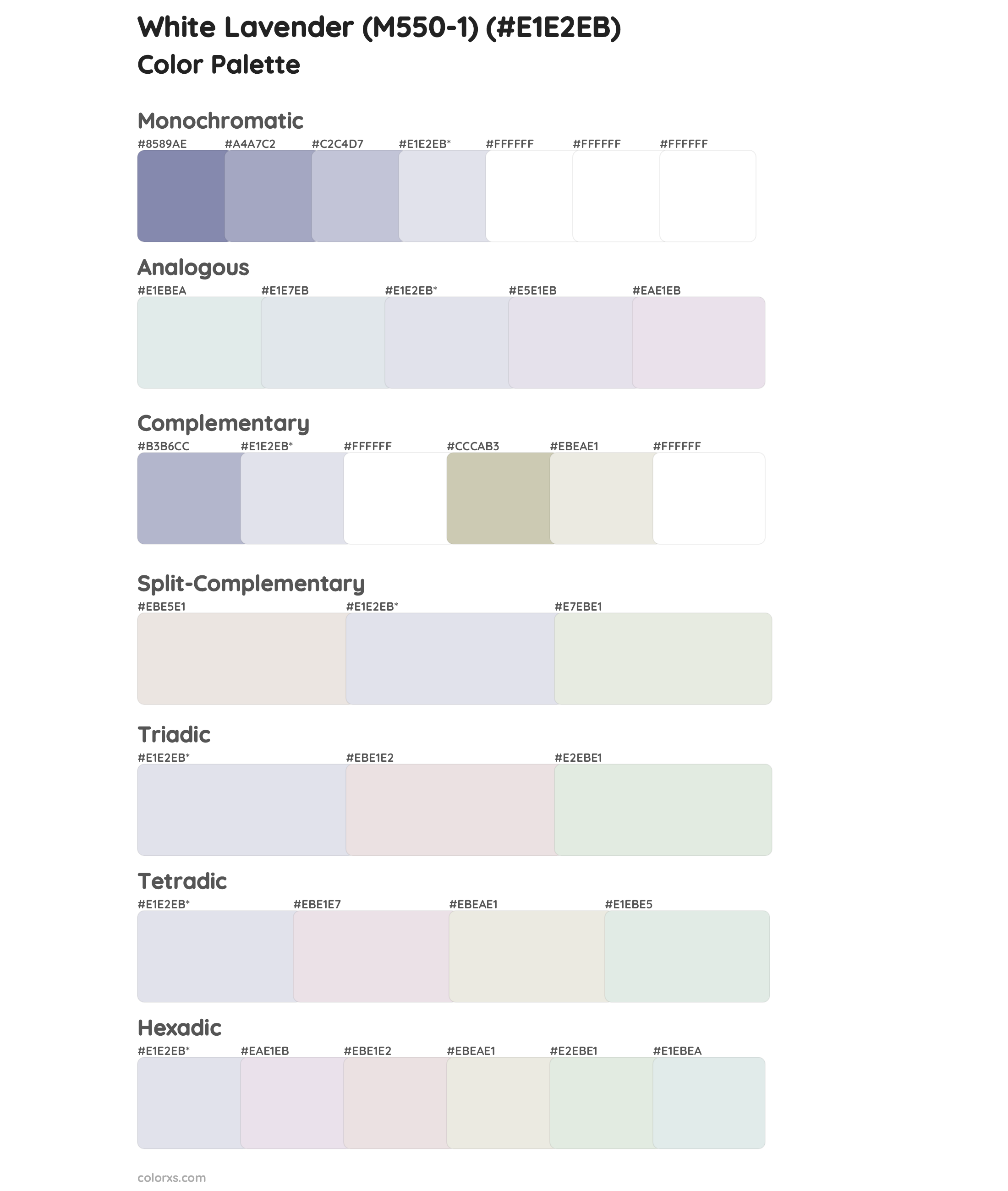 White Lavender (M550-1) Color Scheme Palettes