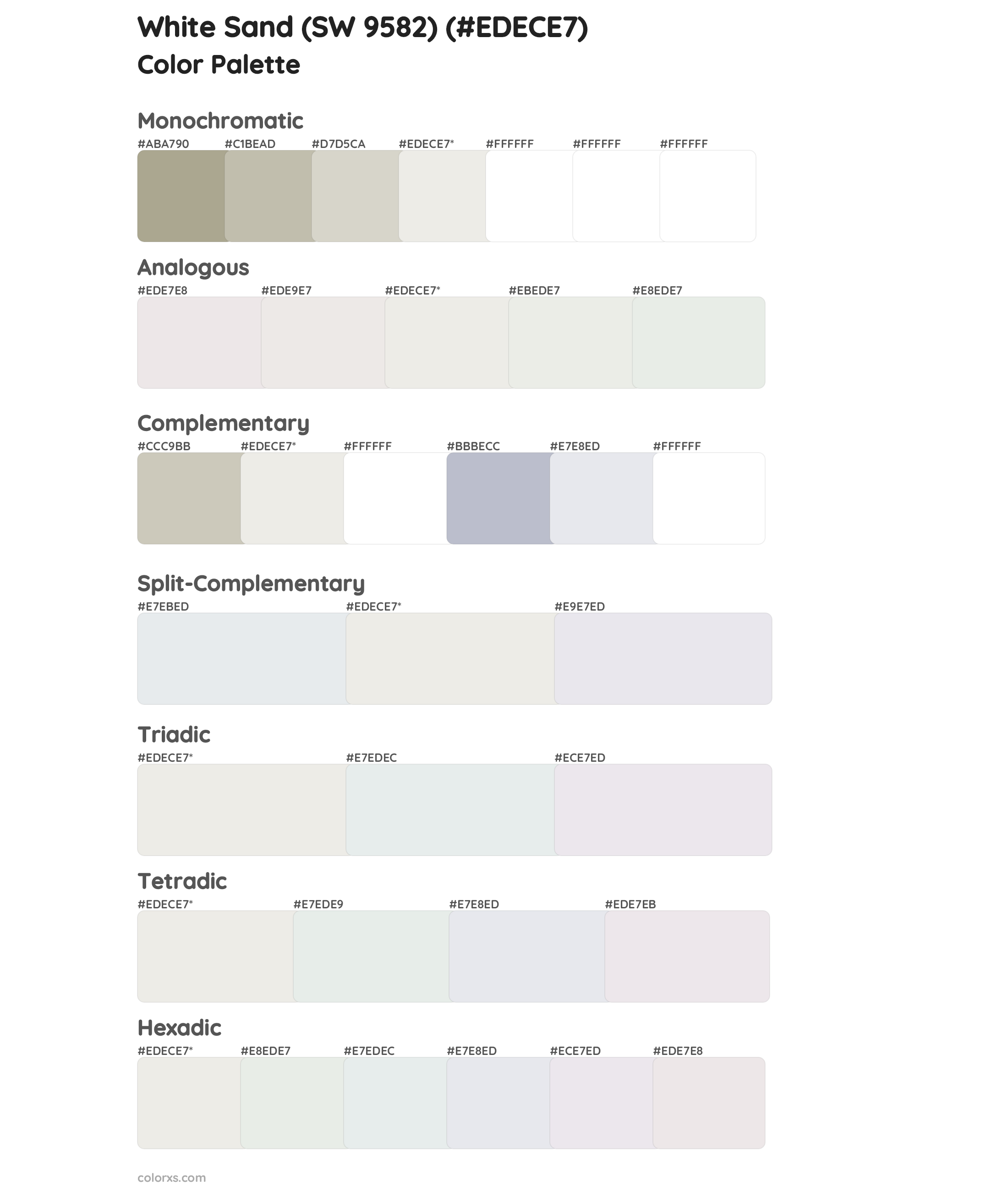 White Sand (SW 9582) Color Scheme Palettes