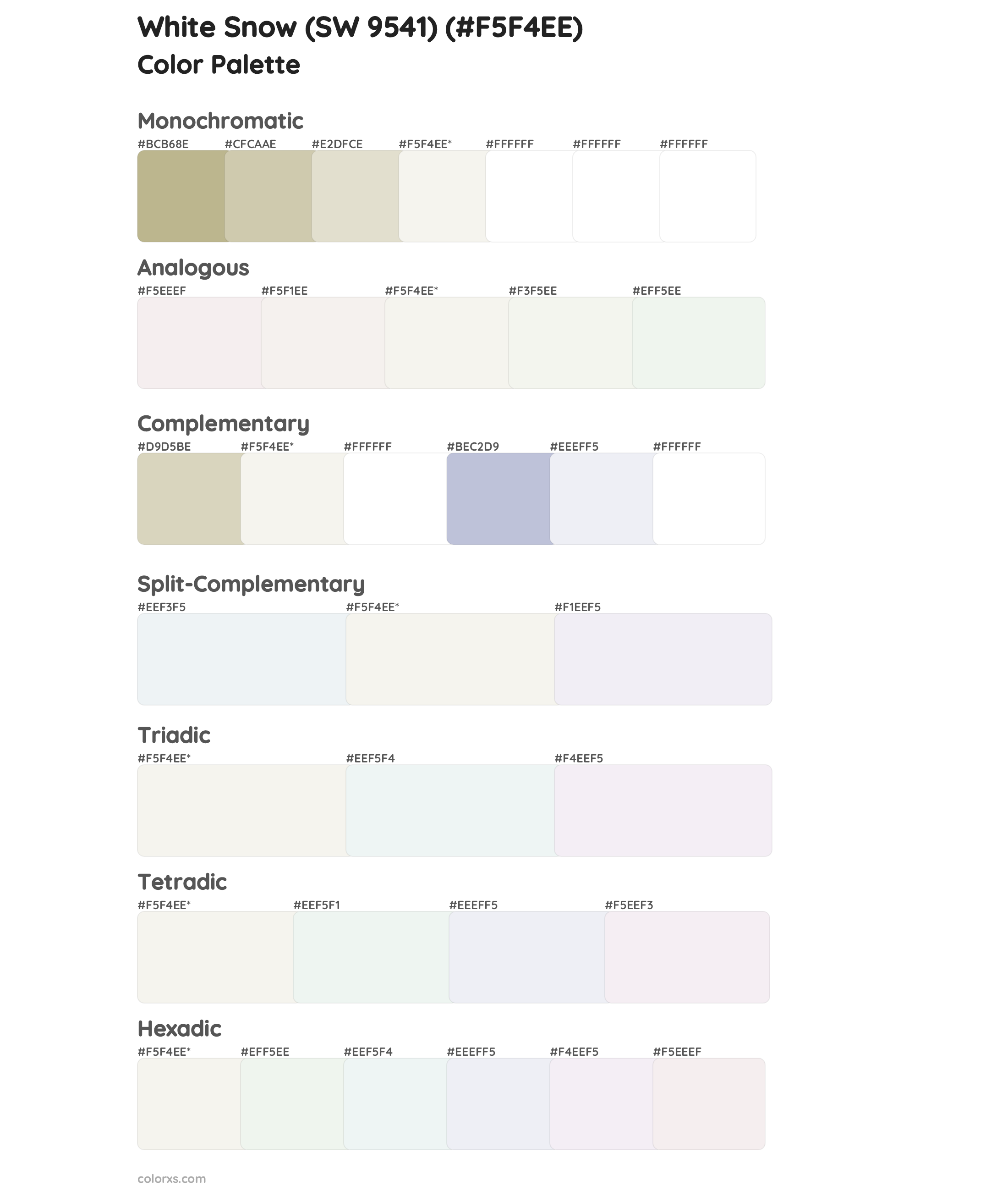 White Snow (SW 9541) Color Scheme Palettes