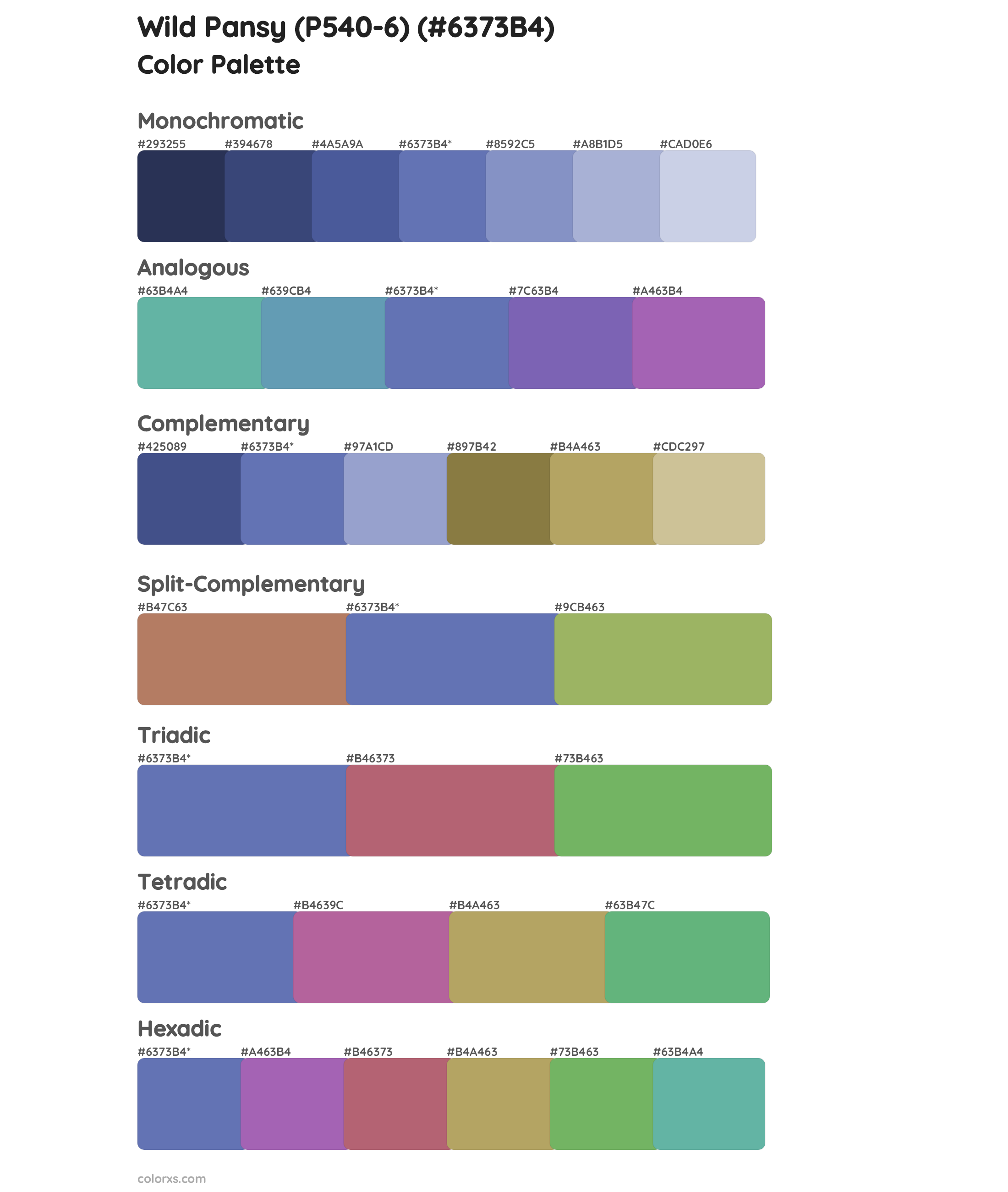 Wild Pansy (P540-6) Color Scheme Palettes