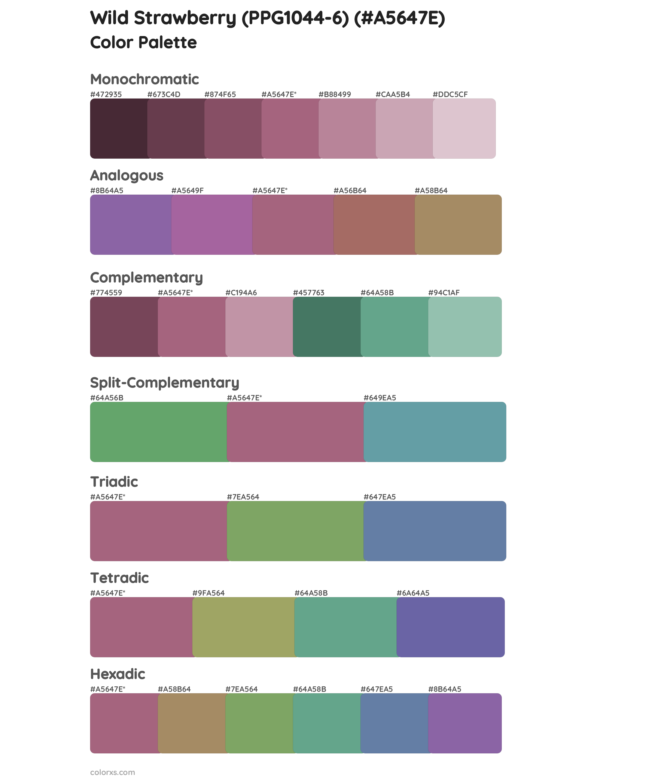 Wild Strawberry (PPG1044-6) Color Scheme Palettes