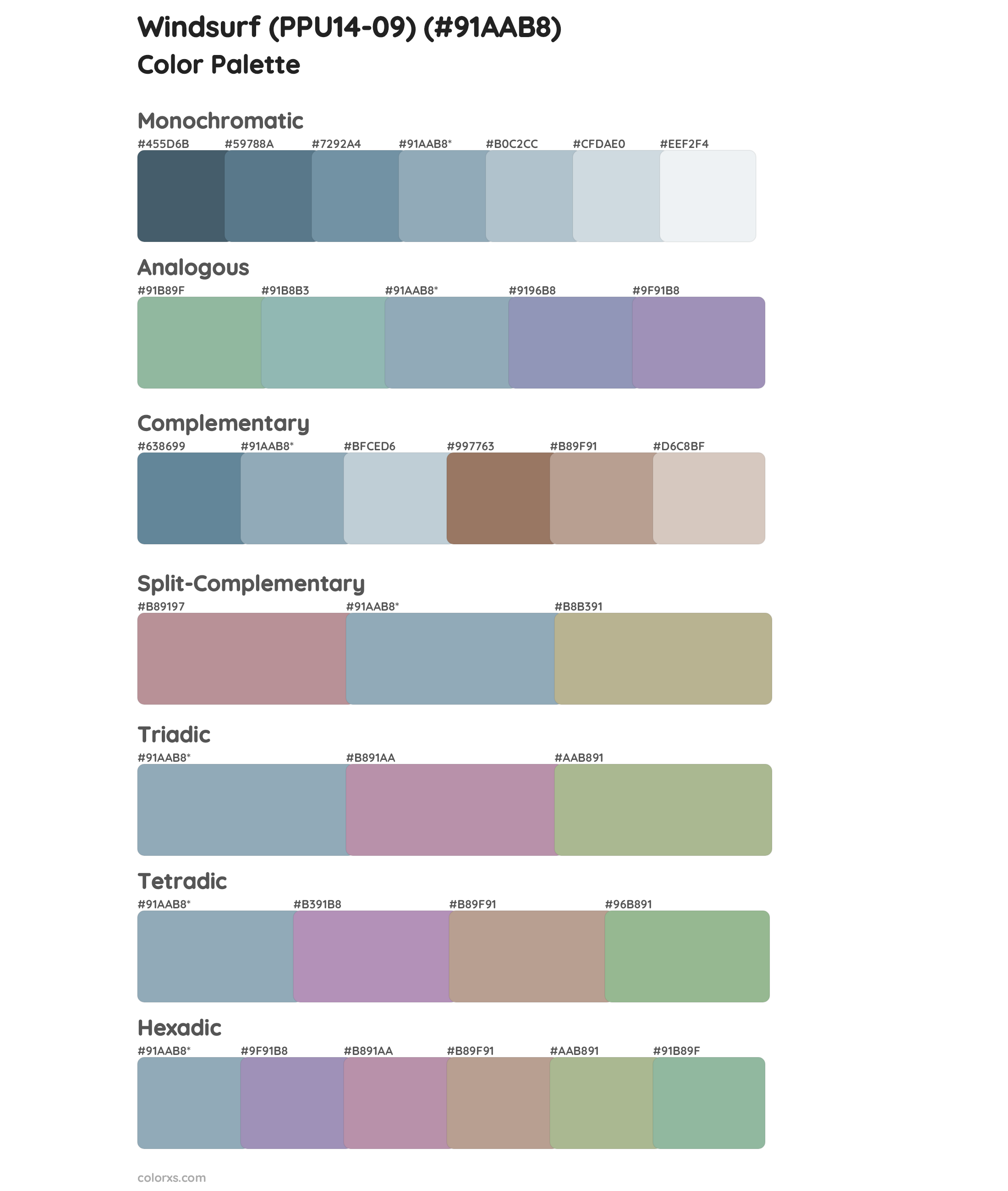 Windsurf (PPU14-09) Color Scheme Palettes