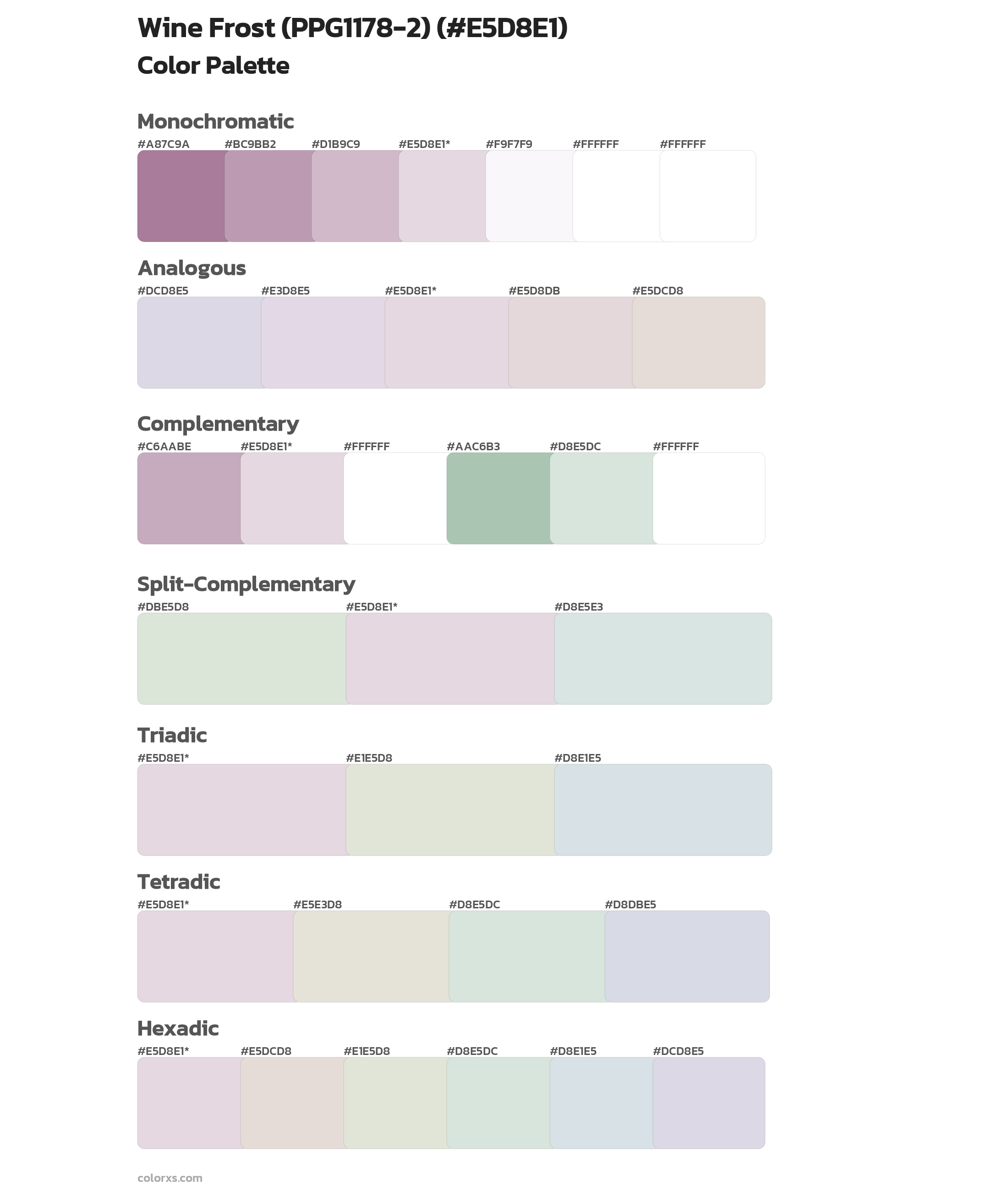 Wine Frost (PPG1178-2) Color Scheme Palettes