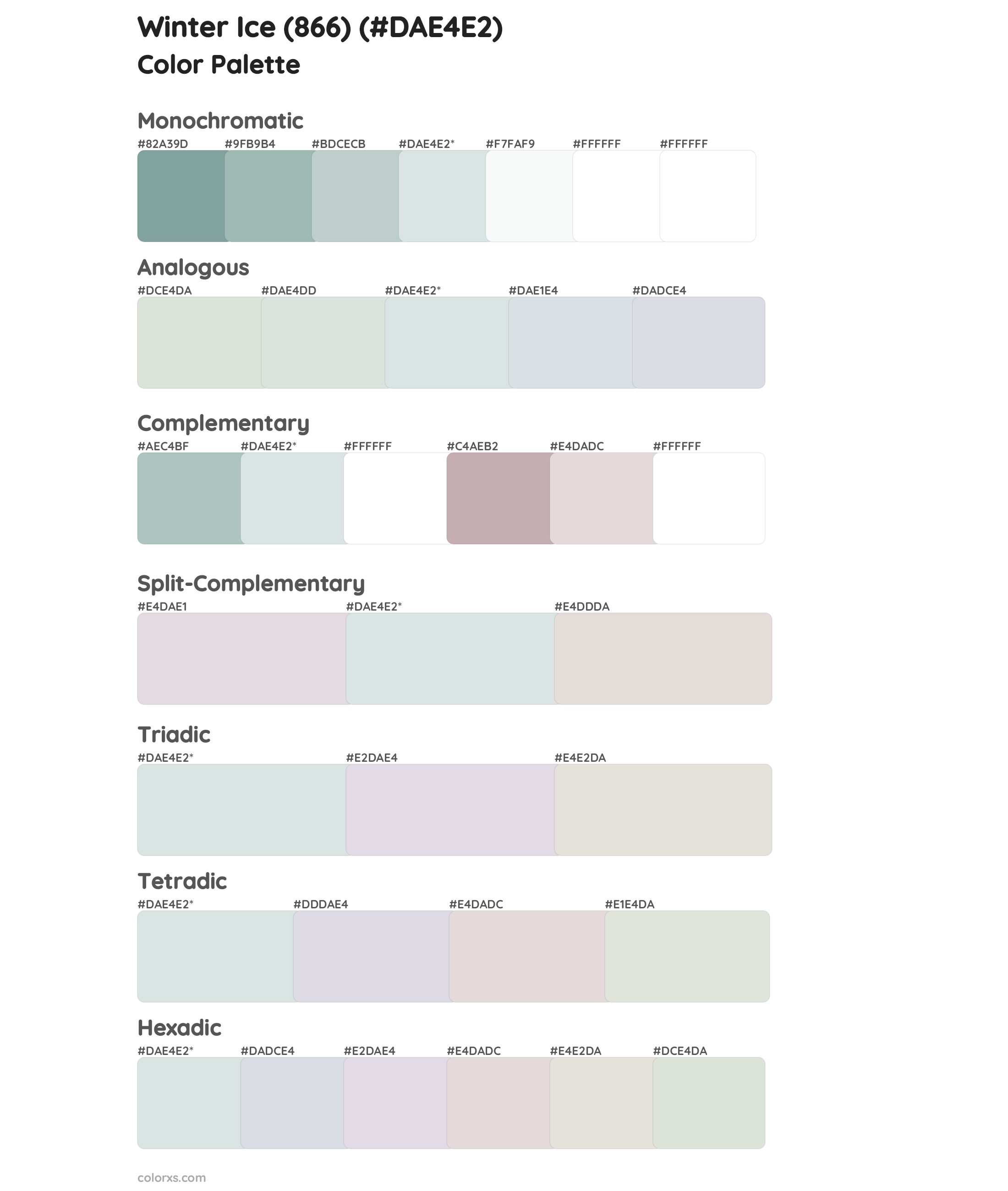 Winter Ice (866) Color Scheme Palettes