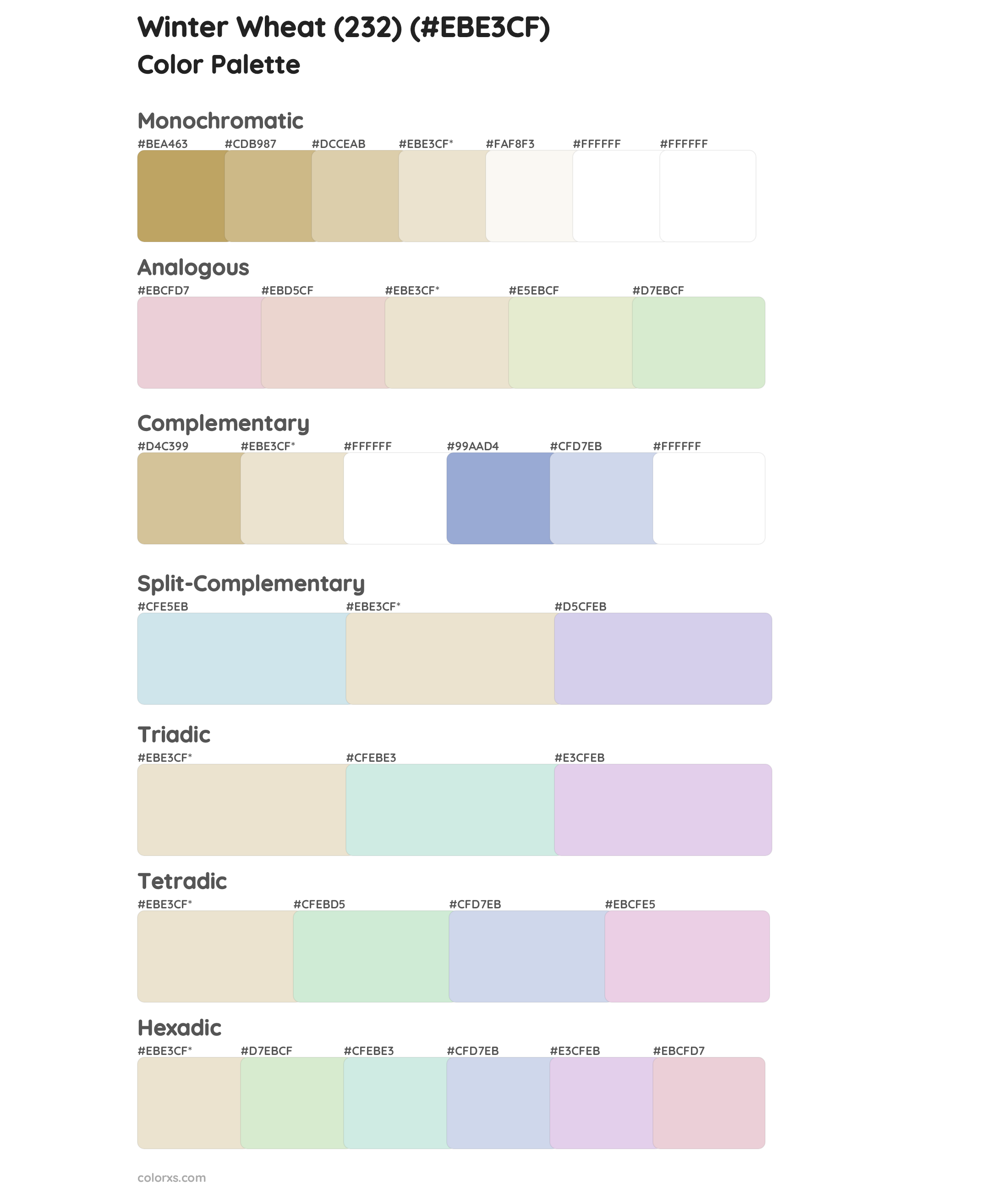 Winter Wheat (232) Color Scheme Palettes