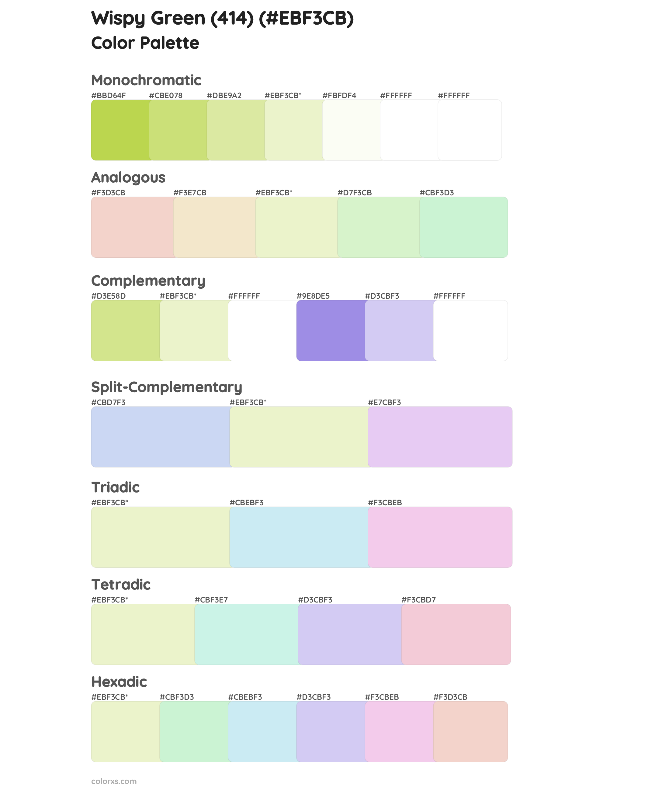 Wispy Green (414) Color Scheme Palettes