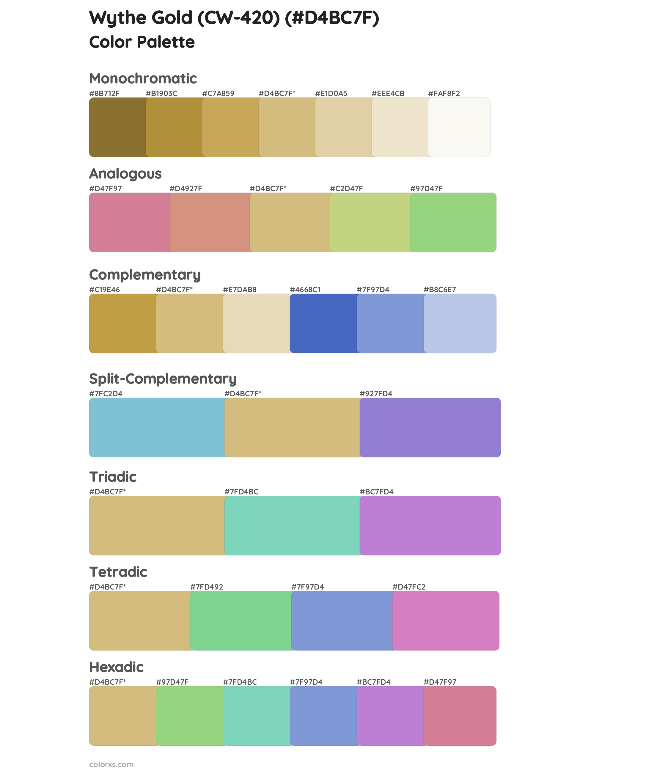 Wythe Gold (CW-420) Color Scheme Palettes