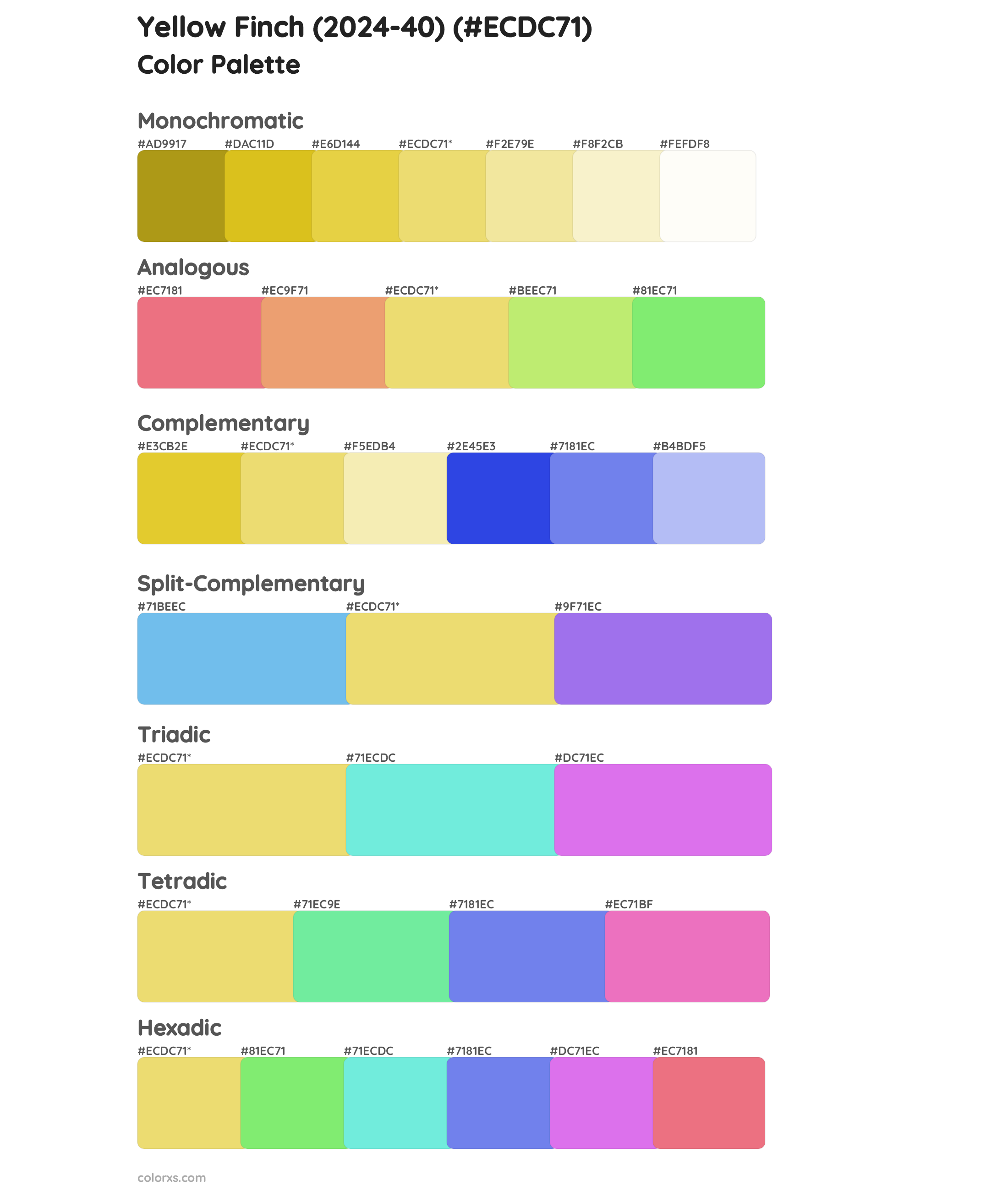 Yellow Finch (2024-40) Color Scheme Palettes