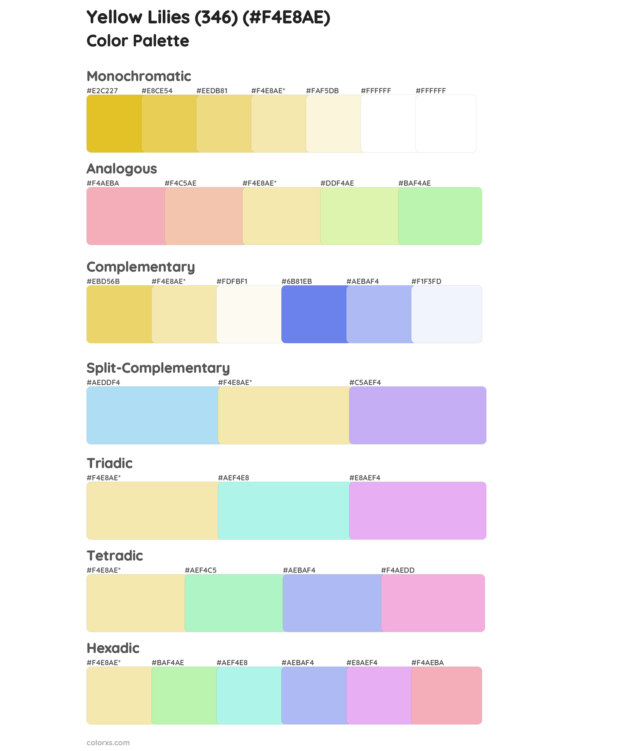 Yellow Lilies (346) Color Scheme Palettes