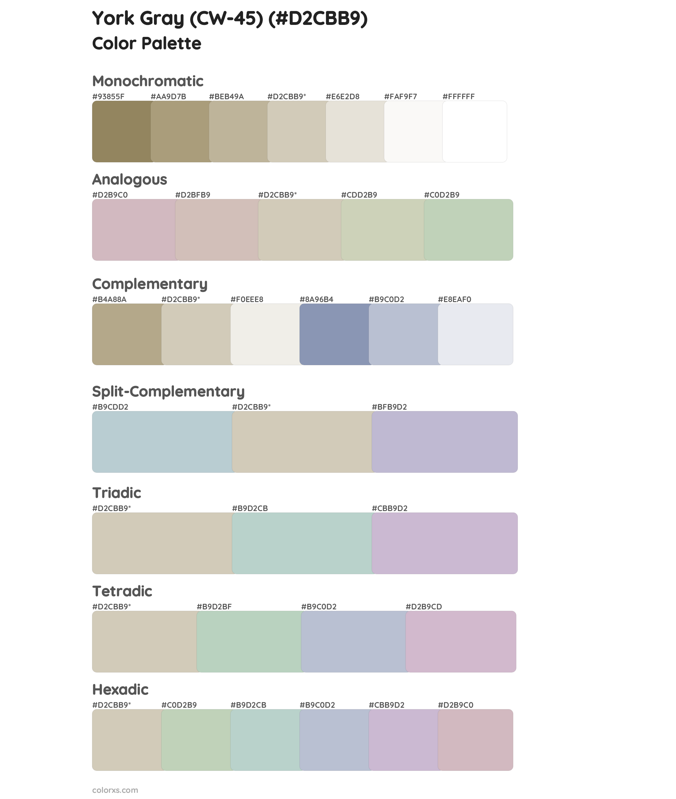 York Gray (CW-45) Color Scheme Palettes