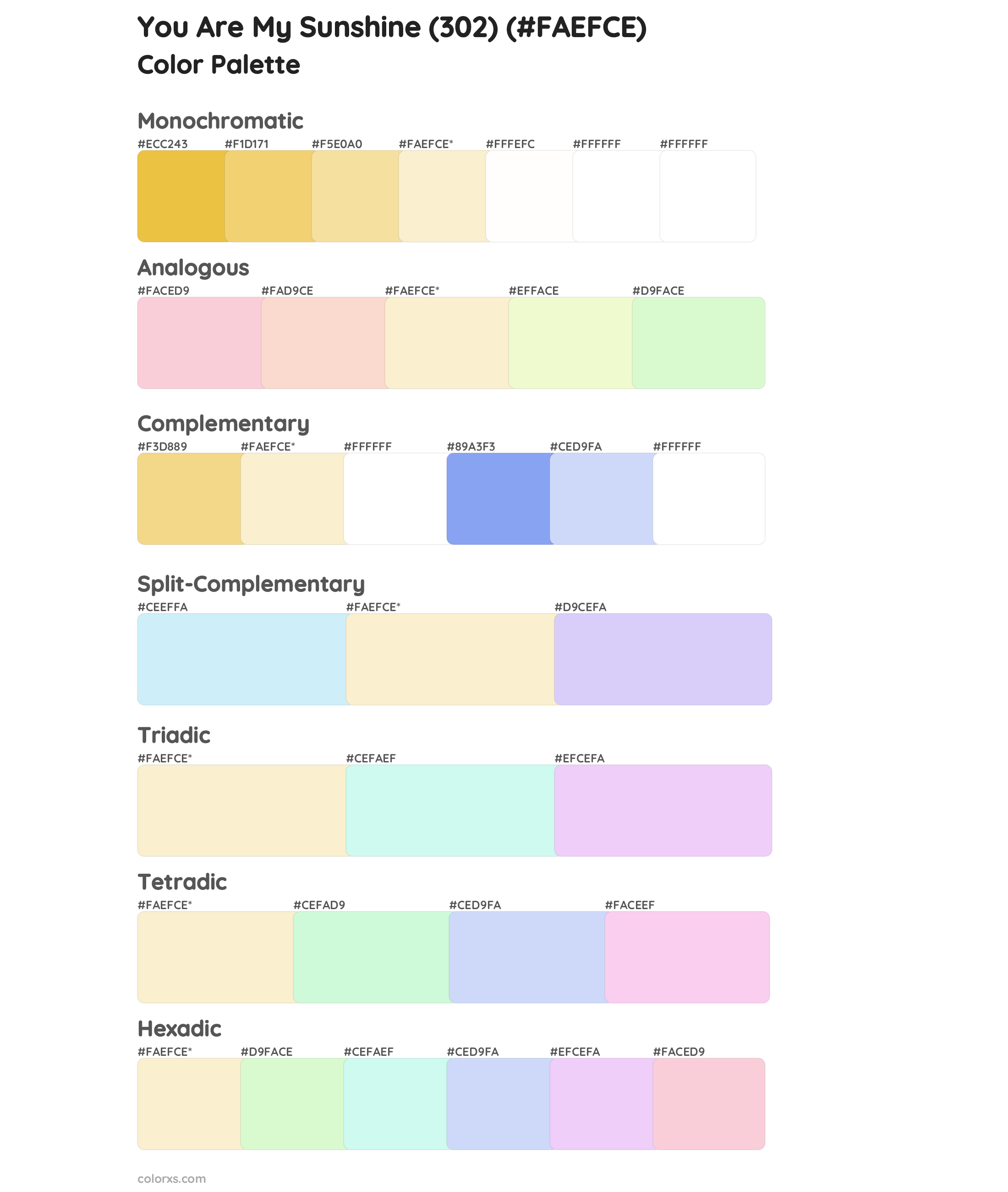 You Are My Sunshine (302) Color Scheme Palettes