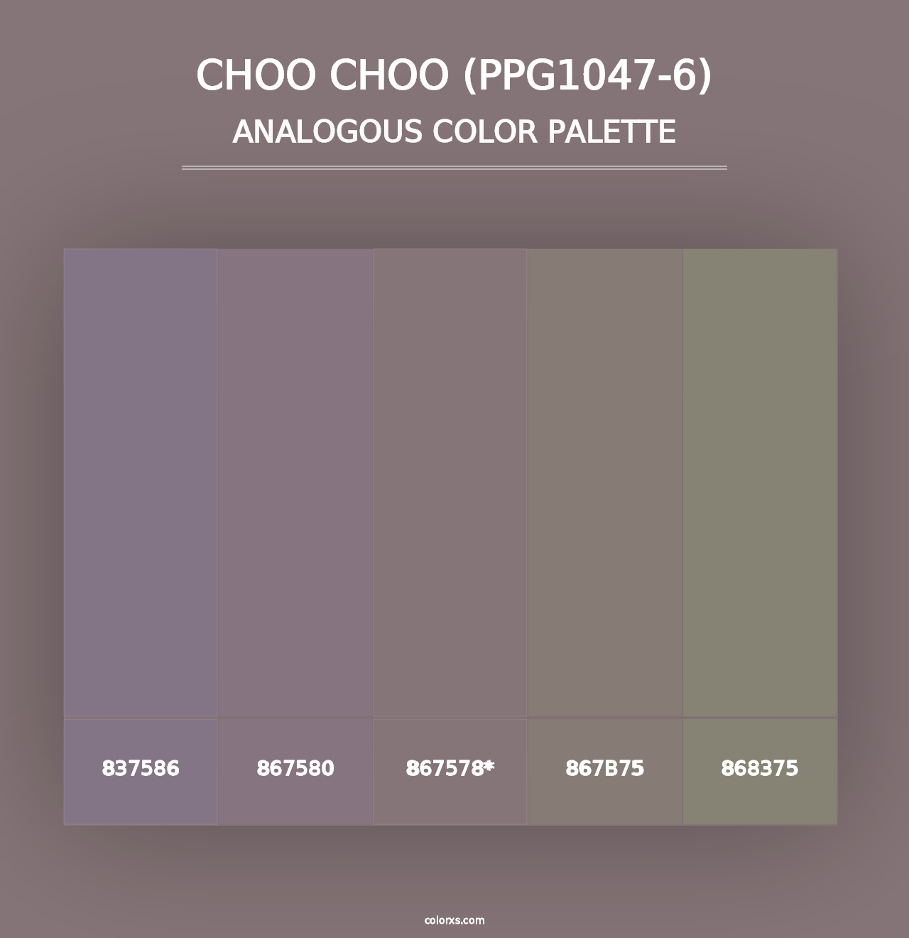 Choo Choo (PPG1047-6) - Analogous Color Palette