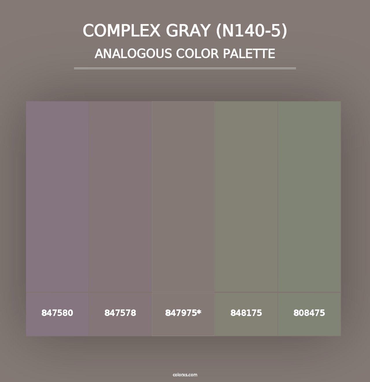 Complex Gray (N140-5) - Analogous Color Palette