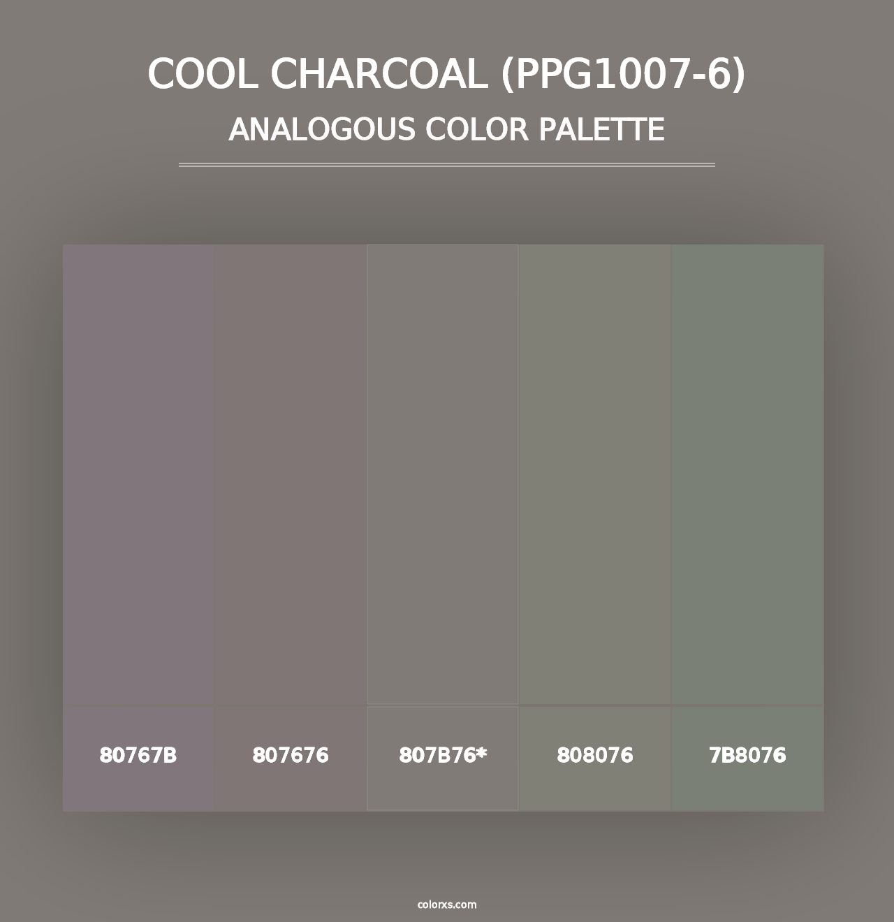 Cool Charcoal (PPG1007-6) - Analogous Color Palette