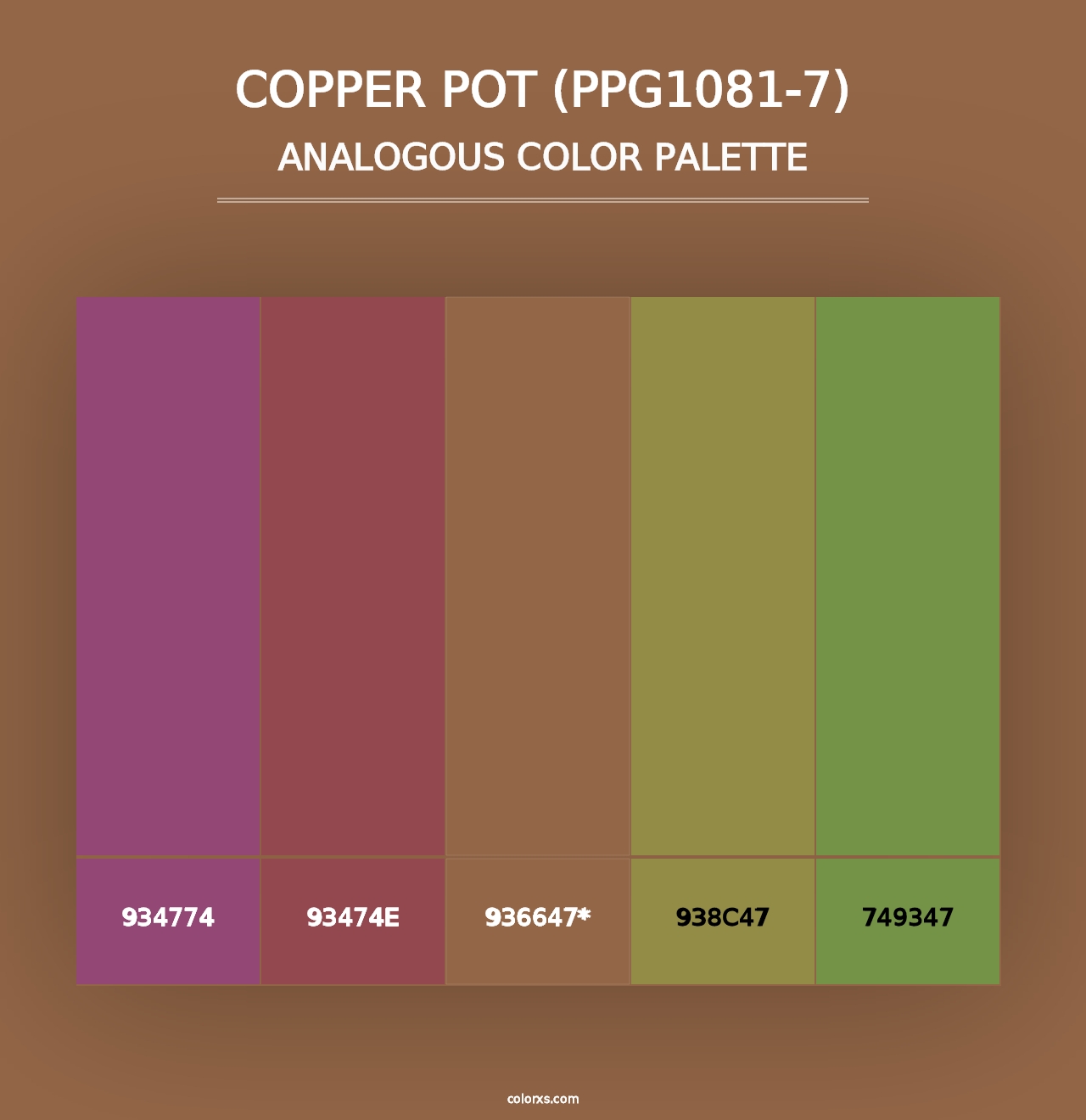 Copper Pot (PPG1081-7) - Analogous Color Palette