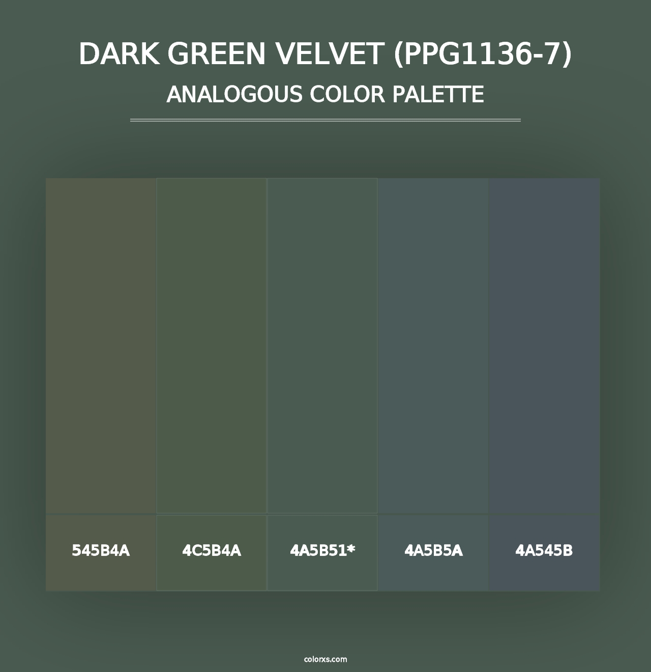 Dark Green Velvet (PPG1136-7) - Analogous Color Palette