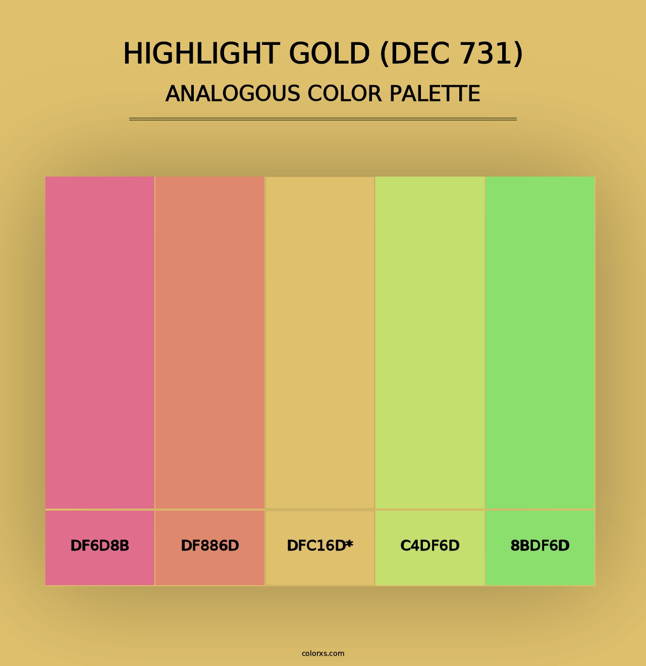 Highlight Gold (DEC 731) - Analogous Color Palette