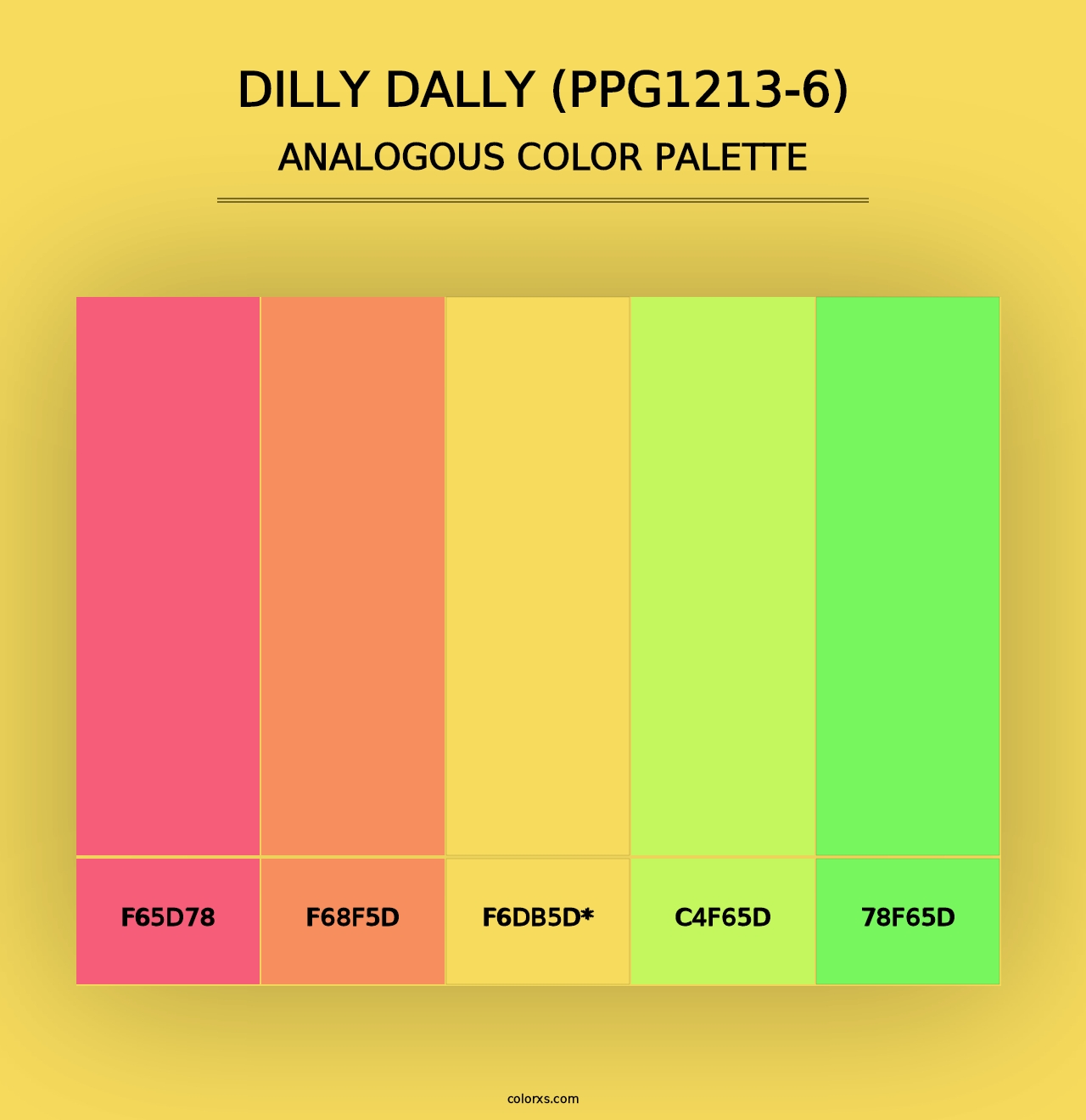 Dilly Dally (PPG1213-6) - Analogous Color Palette