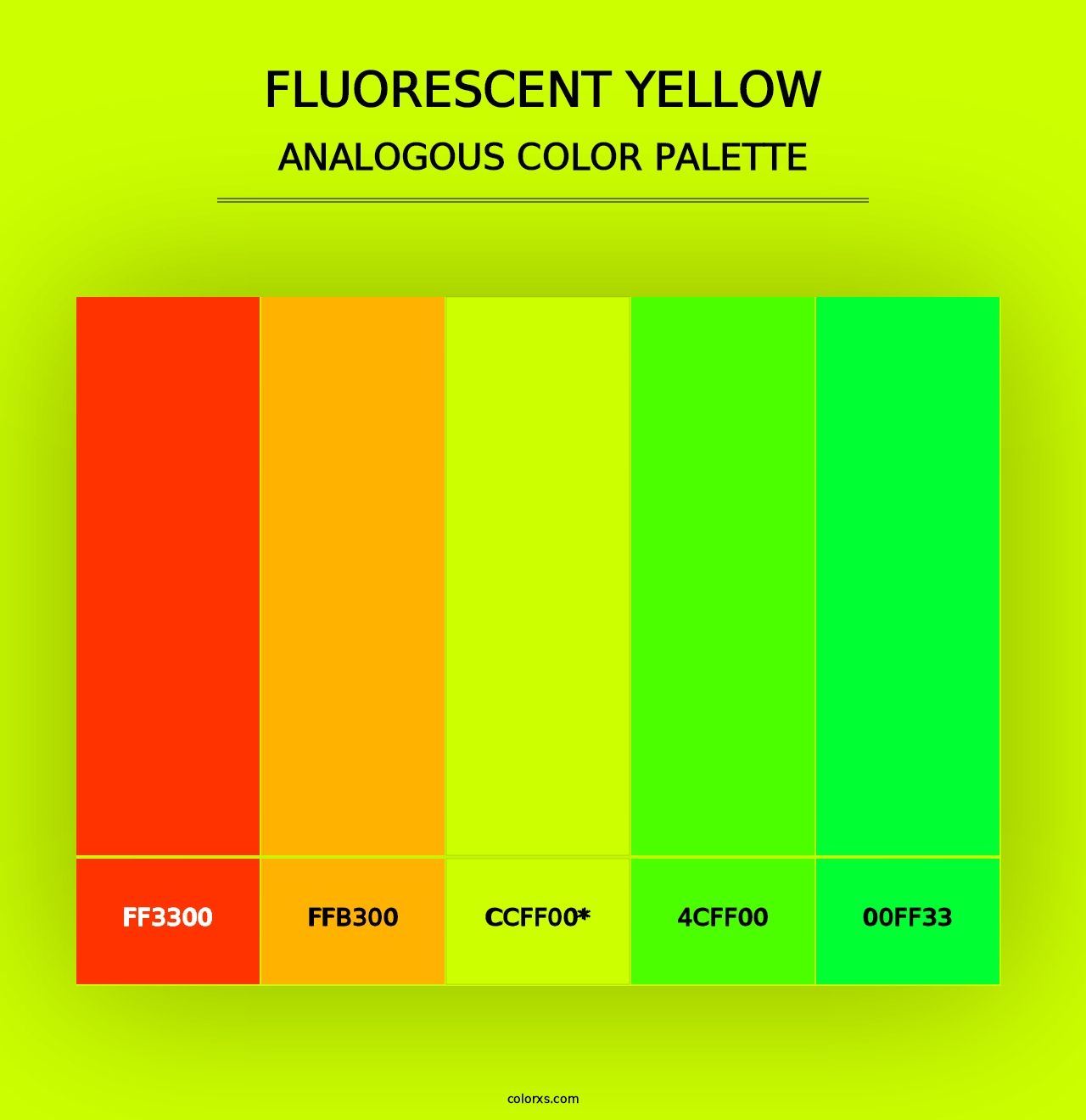 Fluorescent Yellow - Analogous Color Palette