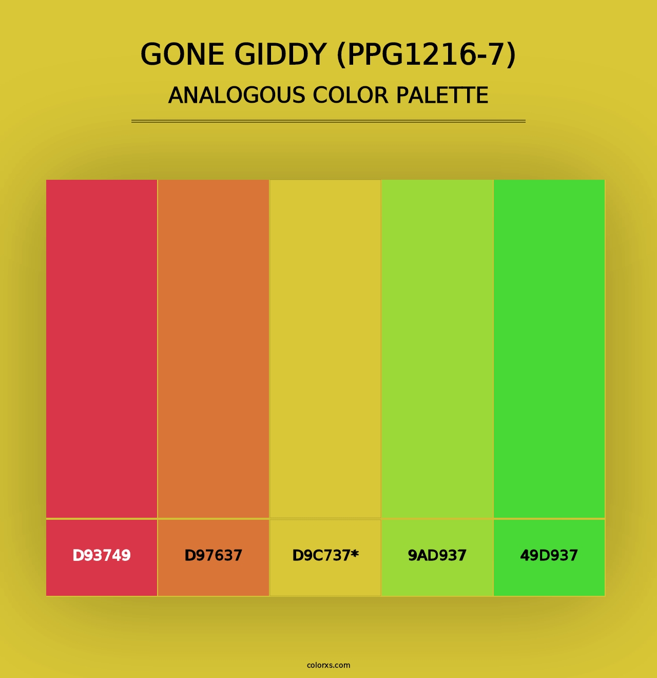 Gone Giddy (PPG1216-7) - Analogous Color Palette