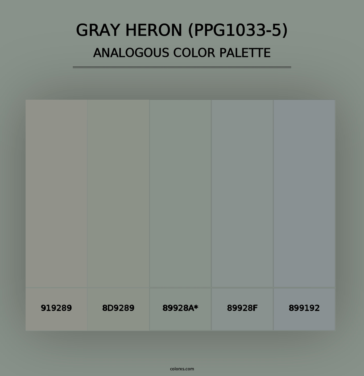 Gray Heron (PPG1033-5) - Analogous Color Palette