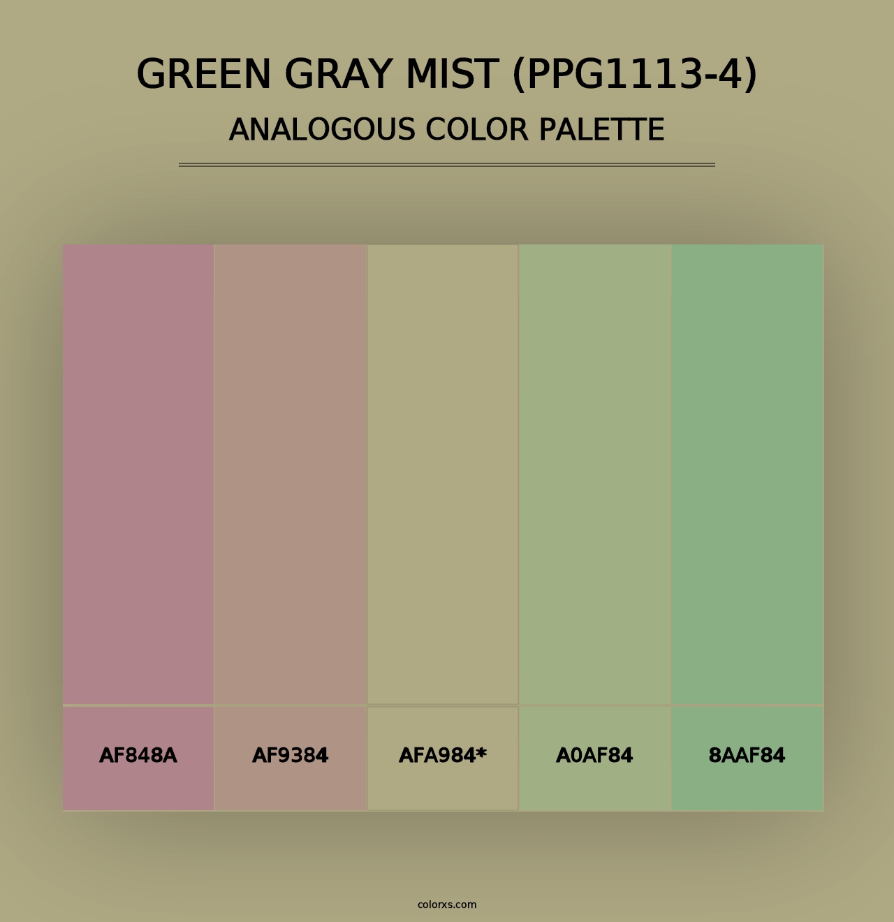 Green Gray Mist (PPG1113-4) - Analogous Color Palette