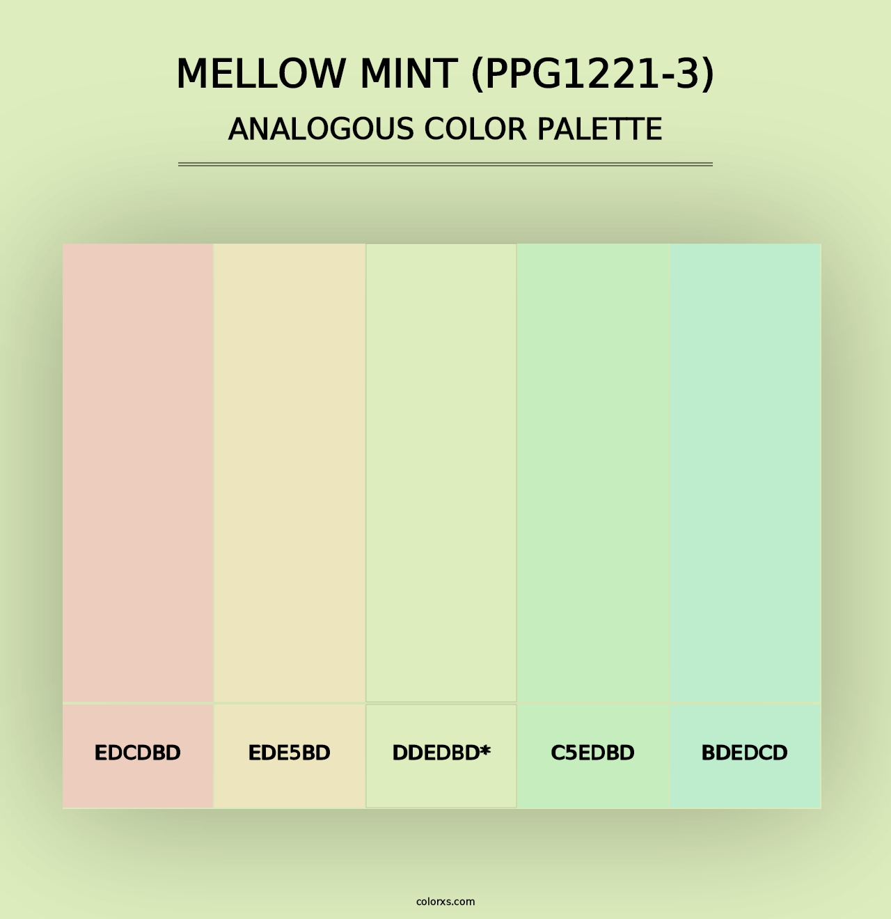 Mellow Mint (PPG1221-3) - Analogous Color Palette