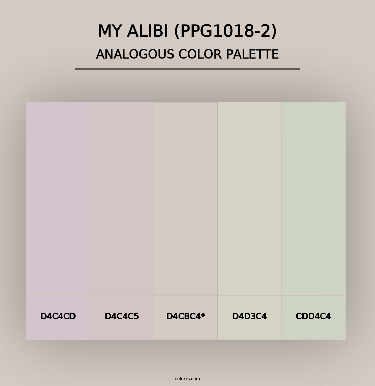 My Alibi (PPG1018-2) - Analogous Color Palette