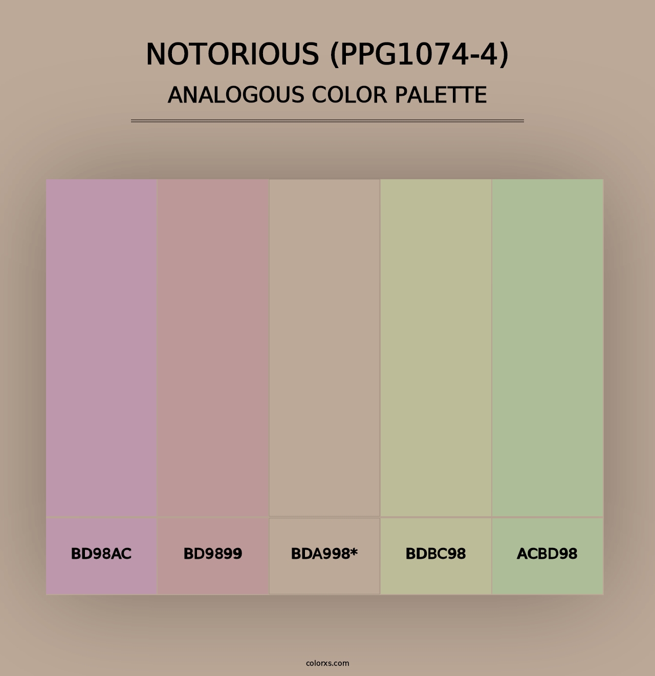 Notorious (PPG1074-4) - Analogous Color Palette