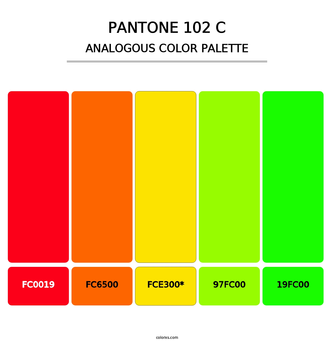 PANTONE 102 C - Analogous Color Palette