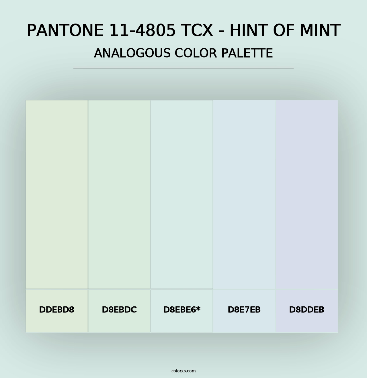 PANTONE 11-4805 TCX - Hint of Mint - Analogous Color Palette