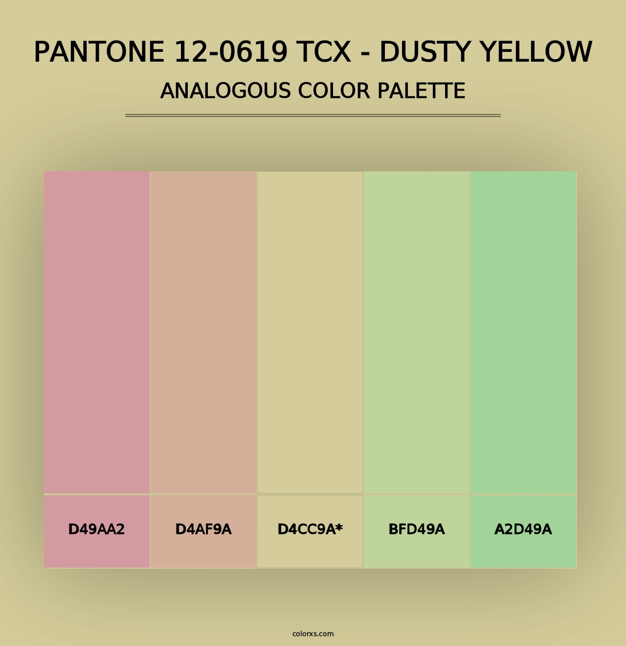 PANTONE 12-0619 TCX - Dusty Yellow - Analogous Color Palette