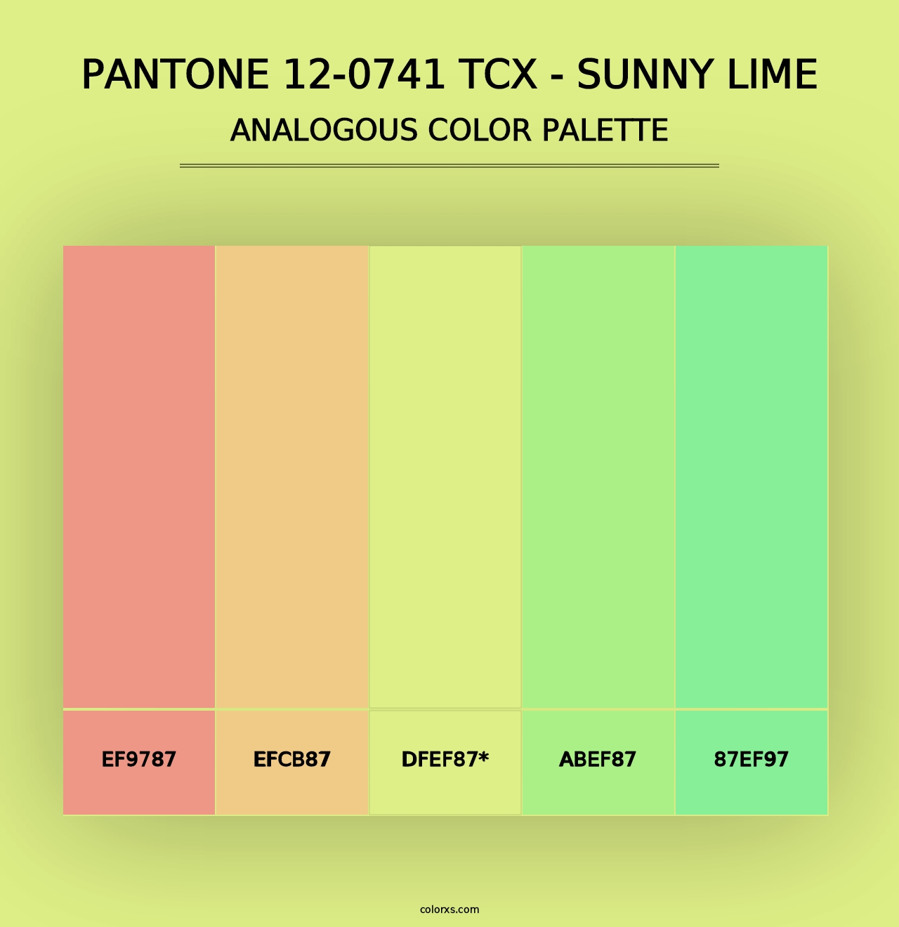 PANTONE 12-0741 TCX - Sunny Lime - Analogous Color Palette