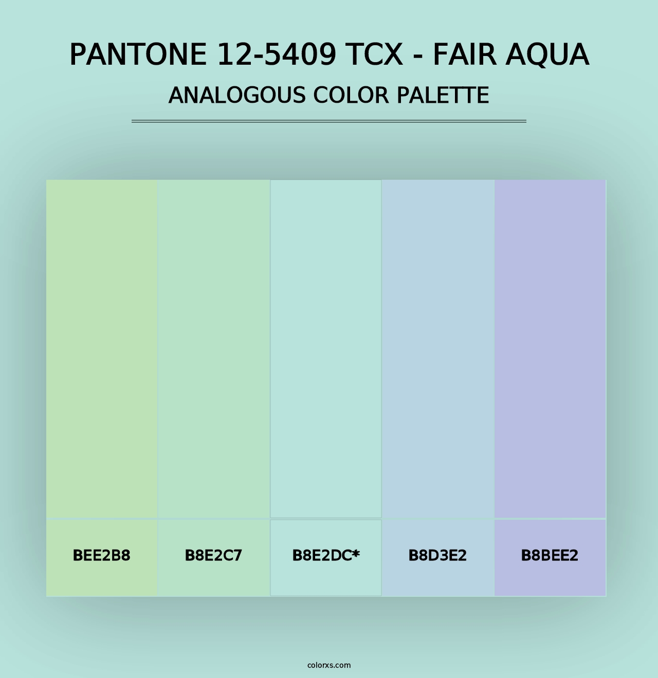 PANTONE 12-5409 TCX - Fair Aqua - Analogous Color Palette