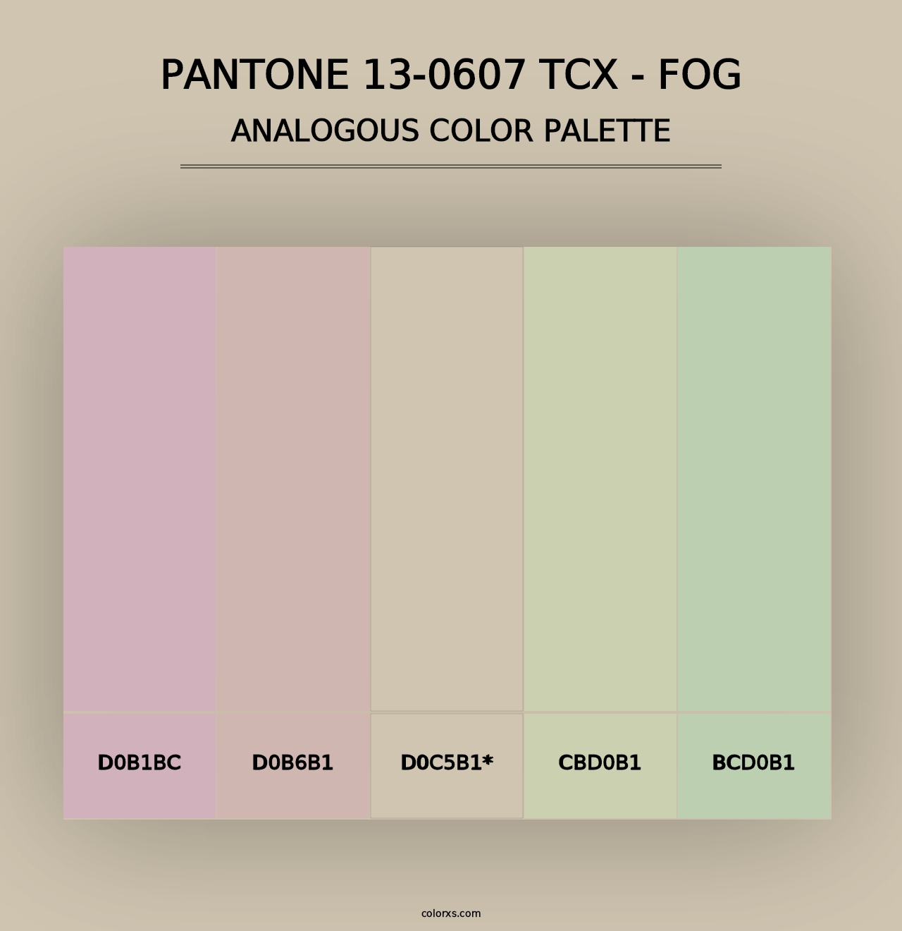 PANTONE 13-0607 TCX - Fog - Analogous Color Palette