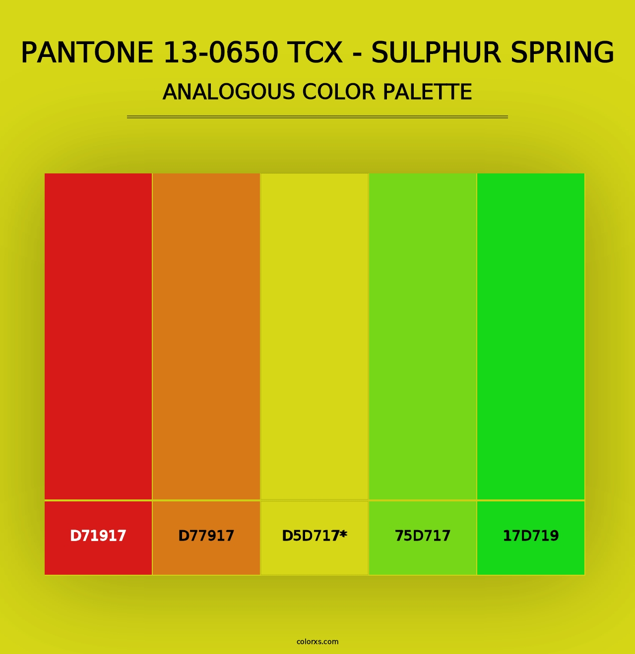 PANTONE 13-0650 TCX - Sulphur Spring - Analogous Color Palette