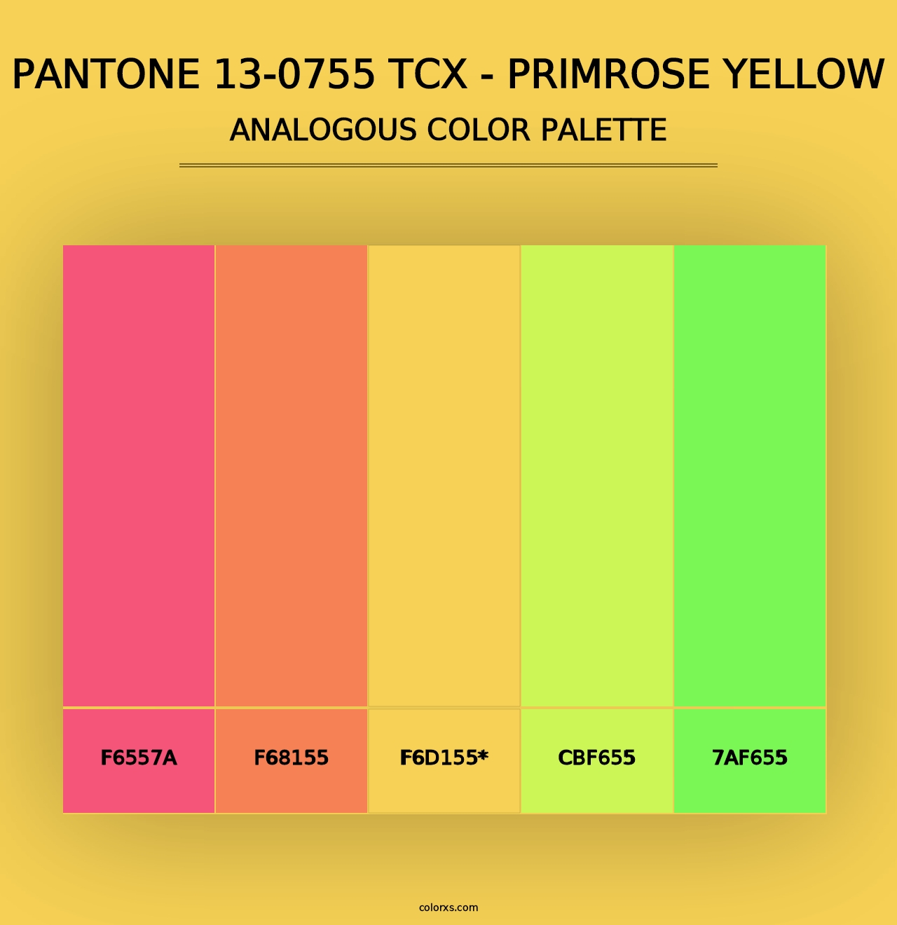 PANTONE 13-0755 TCX - Primrose Yellow - Analogous Color Palette