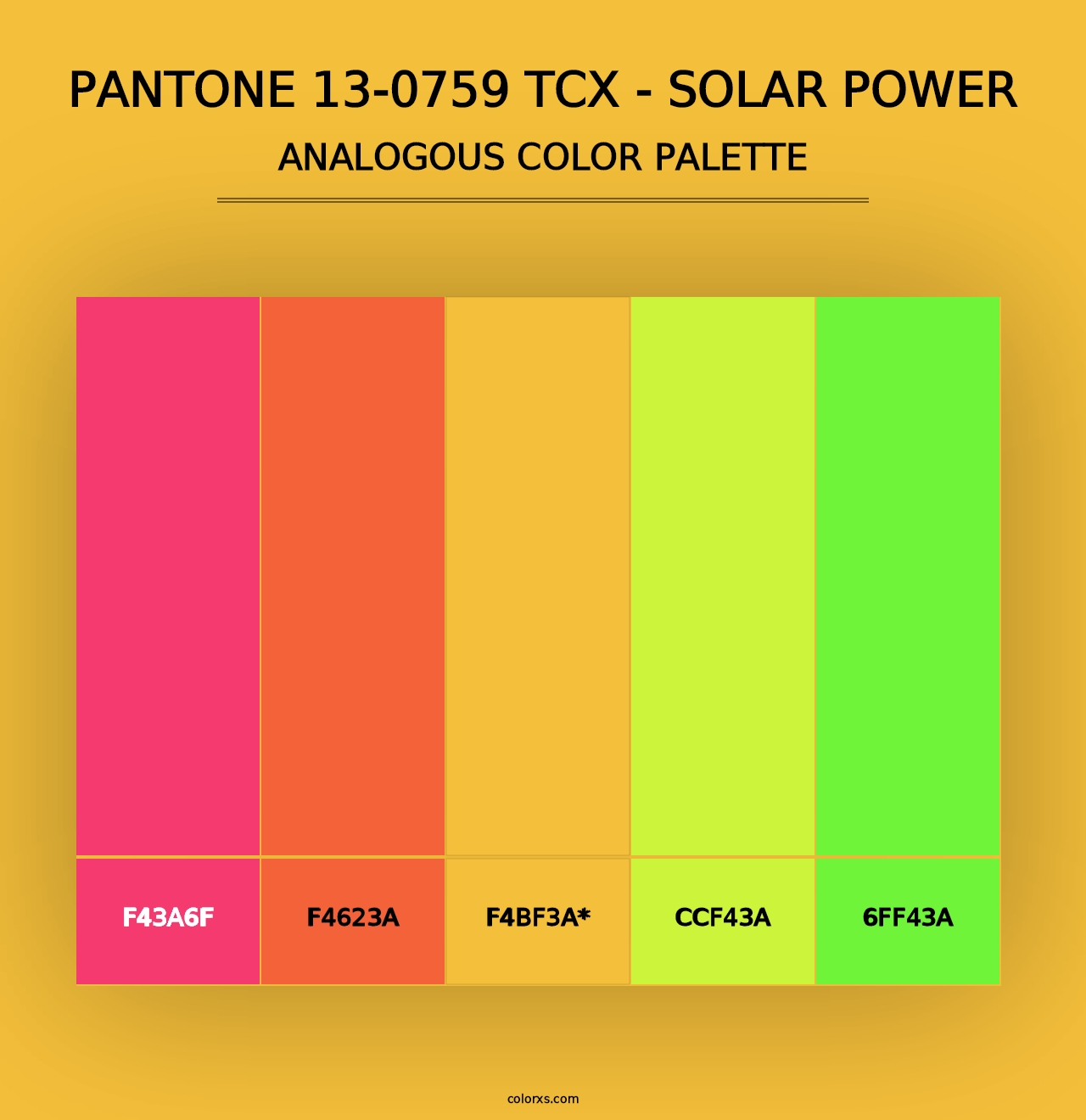 PANTONE 13-0759 TCX - Solar Power - Analogous Color Palette