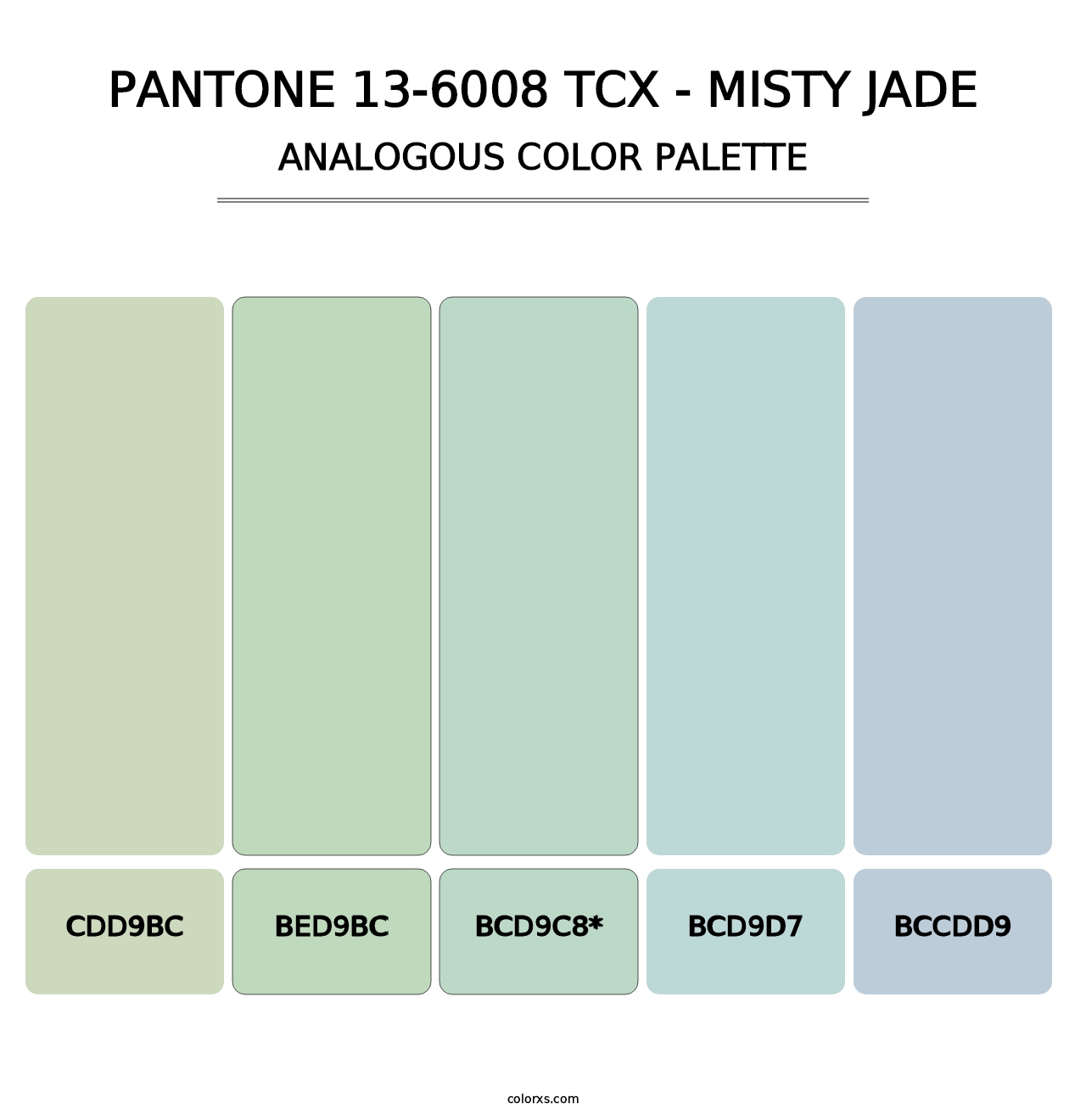 PANTONE 13-6008 TCX - Misty Jade - Analogous Color Palette