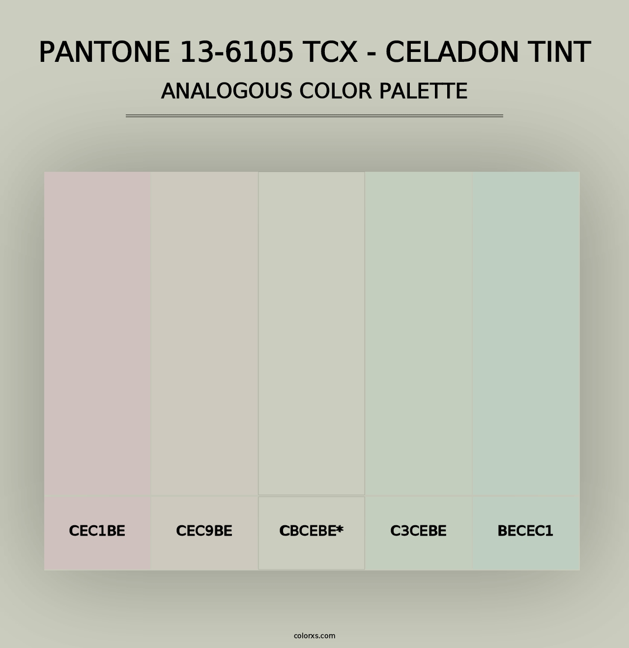 PANTONE 13-6105 TCX - Celadon Tint - Analogous Color Palette