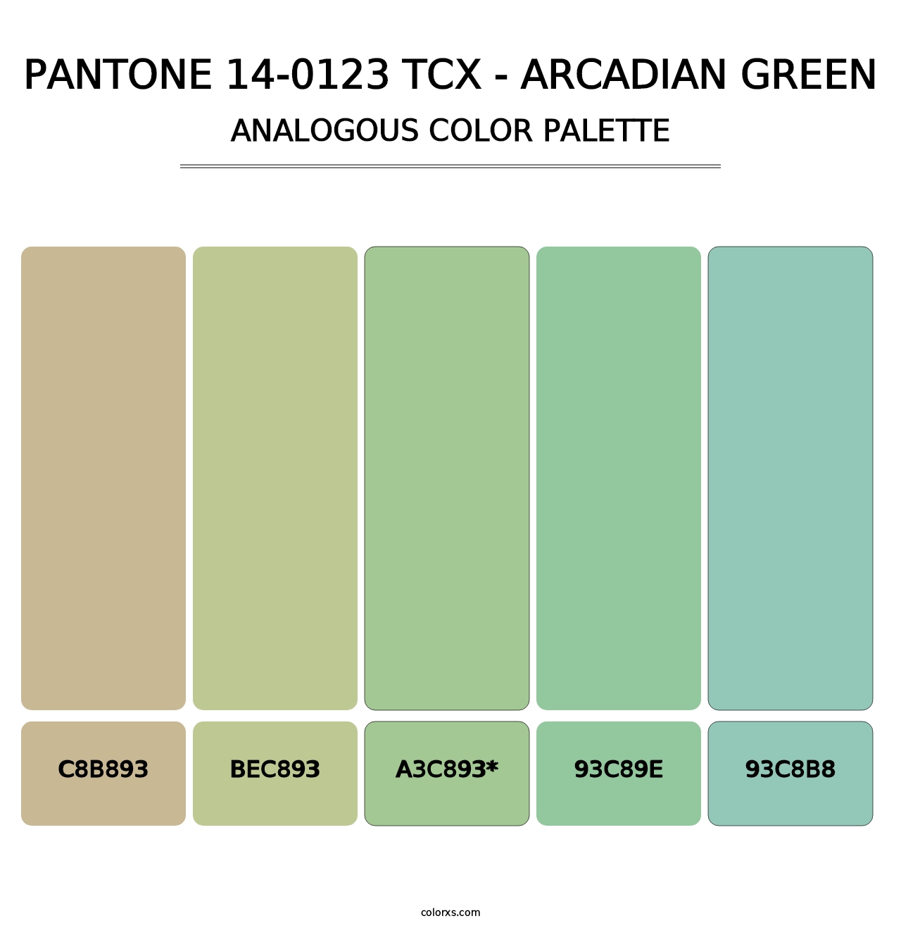 PANTONE 14-0123 TCX - Arcadian Green - Analogous Color Palette