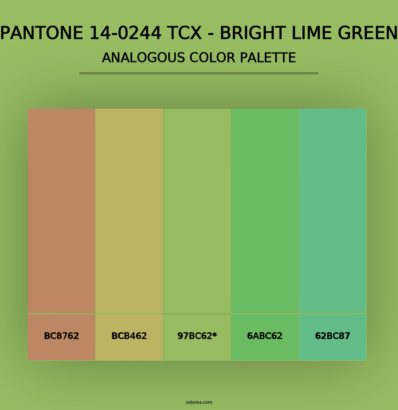 PANTONE 14-0244 TCX - Bright Lime Green - Analogous Color Palette