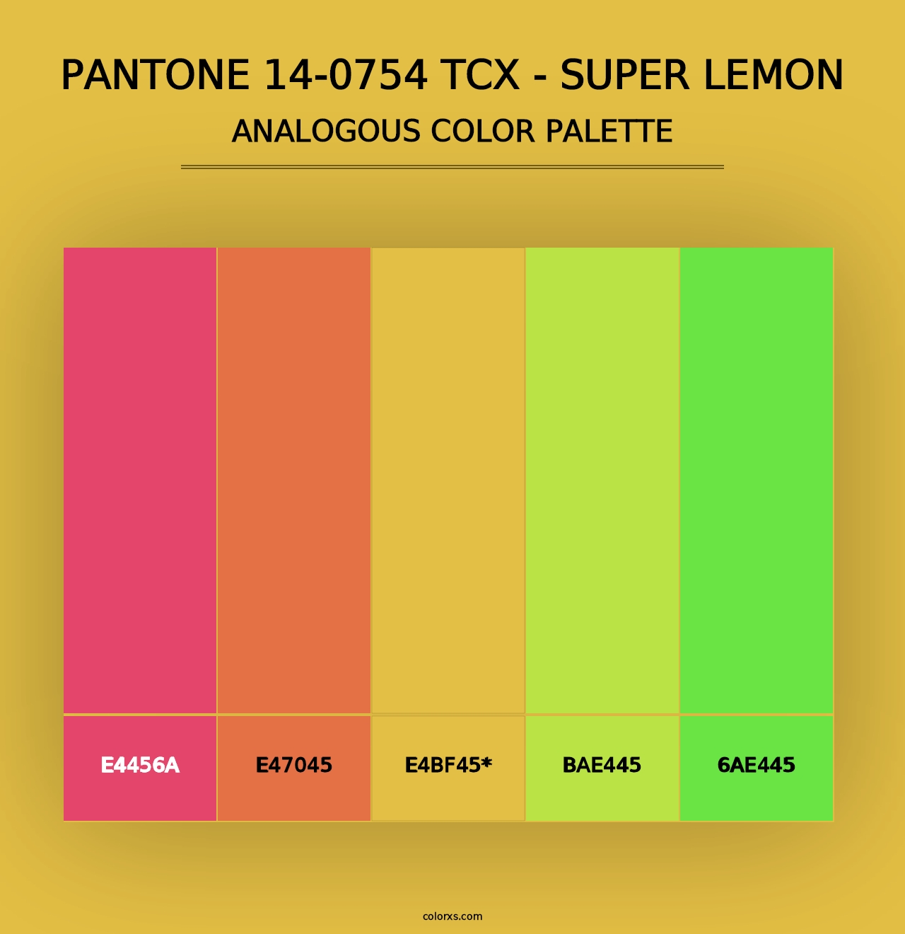 PANTONE 14-0754 TCX - Super Lemon - Analogous Color Palette